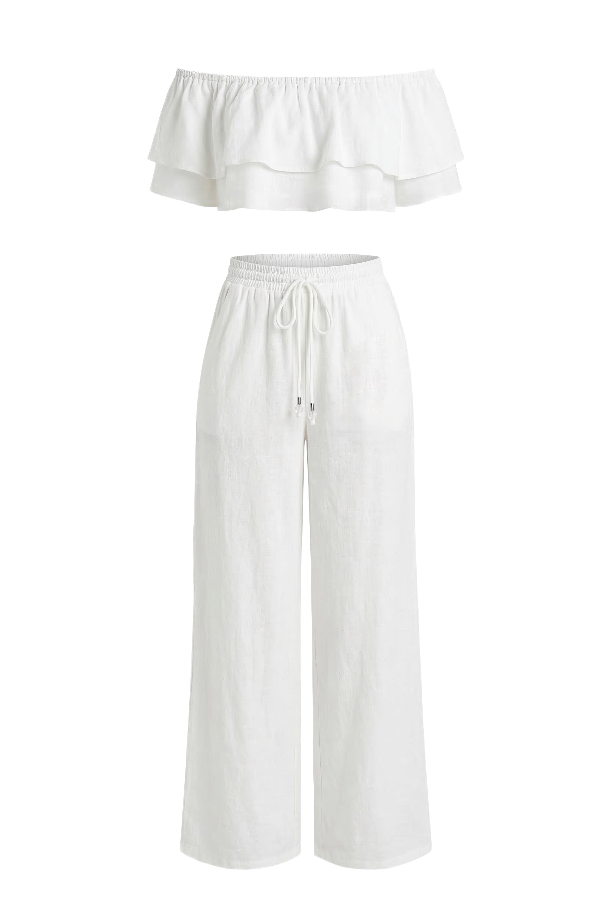 White Marina Two-Piece Pant Set JLUXLABEL