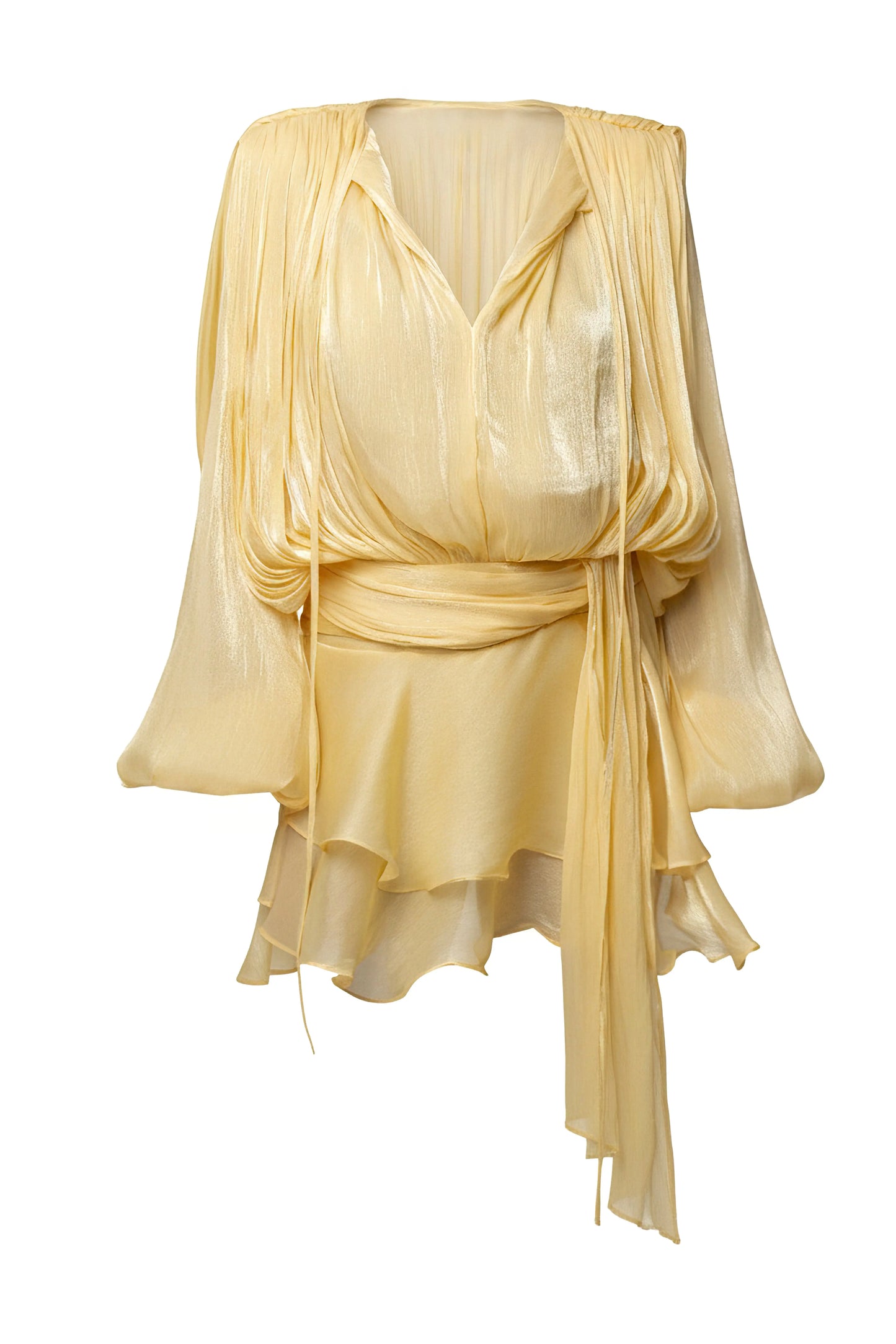 Yellow Pure Glow Draped Mini Dress JLUXLABEL