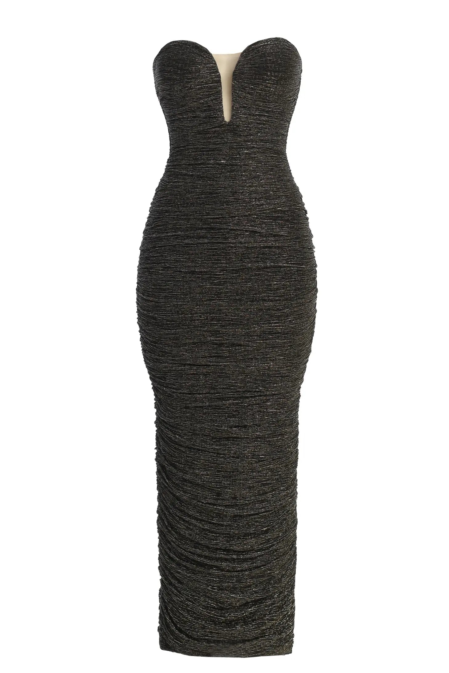 Black/Gold Metallic Mesh Maxi Dress JLUXLABEL