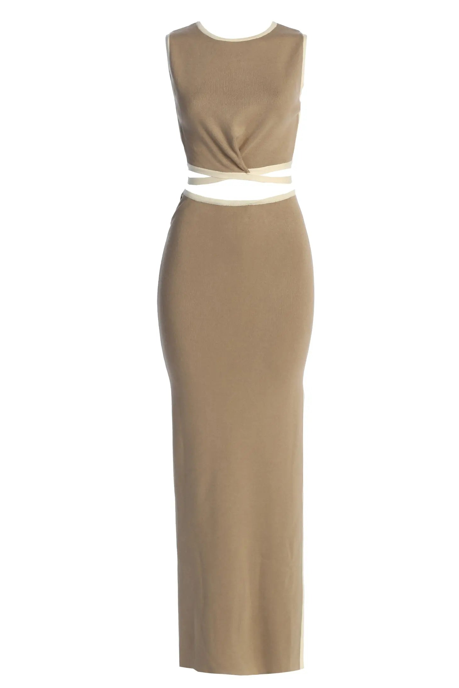 Taupe/Cream Anora Skirt Set JLUXLABEL