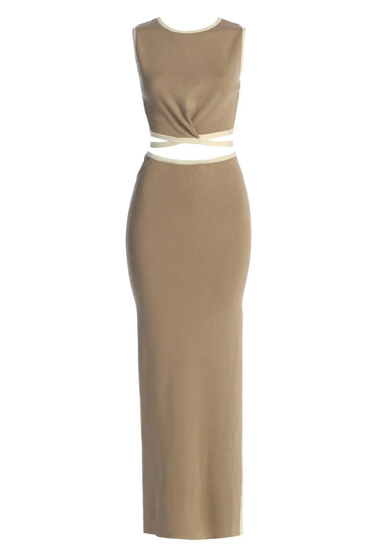 Taupe/Cream Anora Skirt Set JLUXLABEL