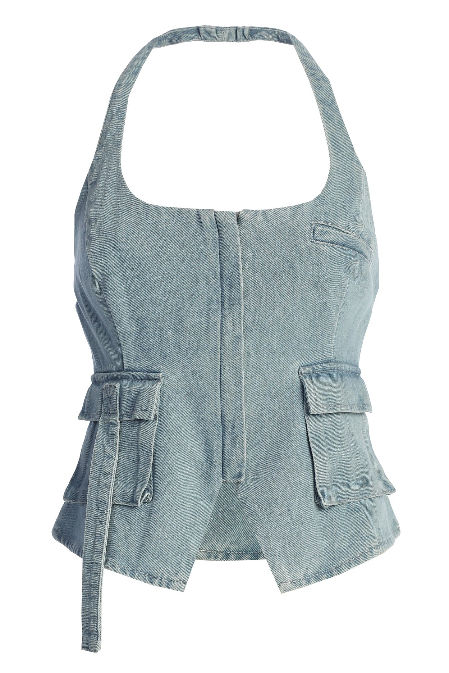 Medium Wash Josie Denim Halter Top