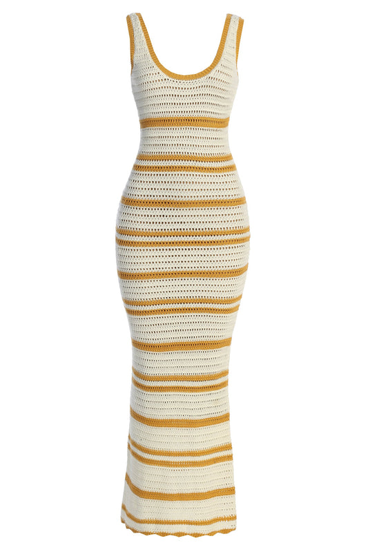 Ivory/Yellow Destiny Knit Maxi Dress