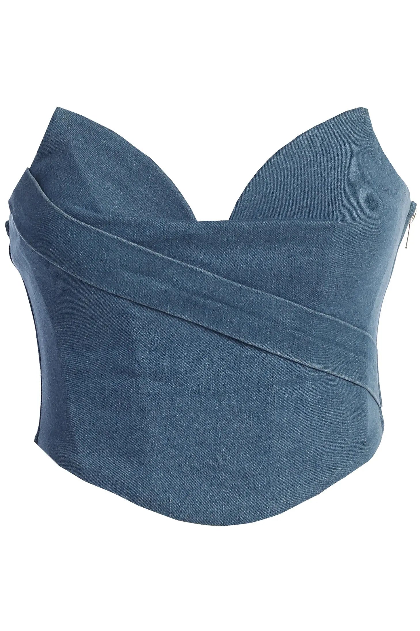Medium Wash Teyana Denim Bustier JLUXLABEL