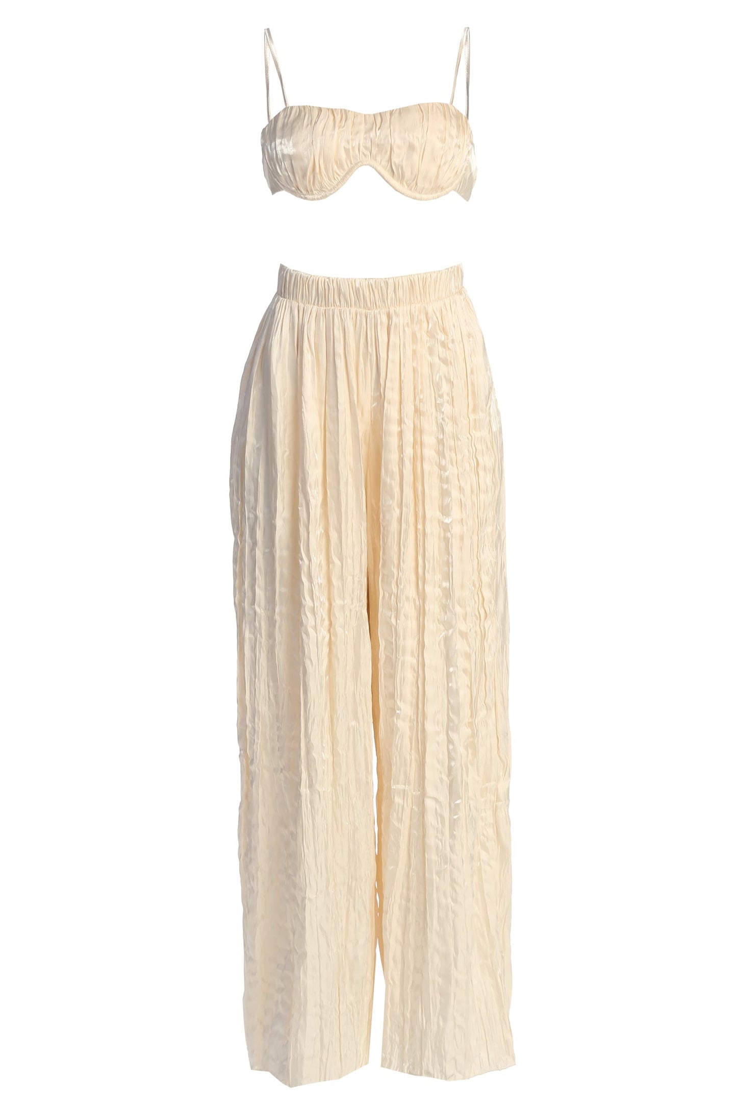 Cream Let's Get Away Satin Pant Set
