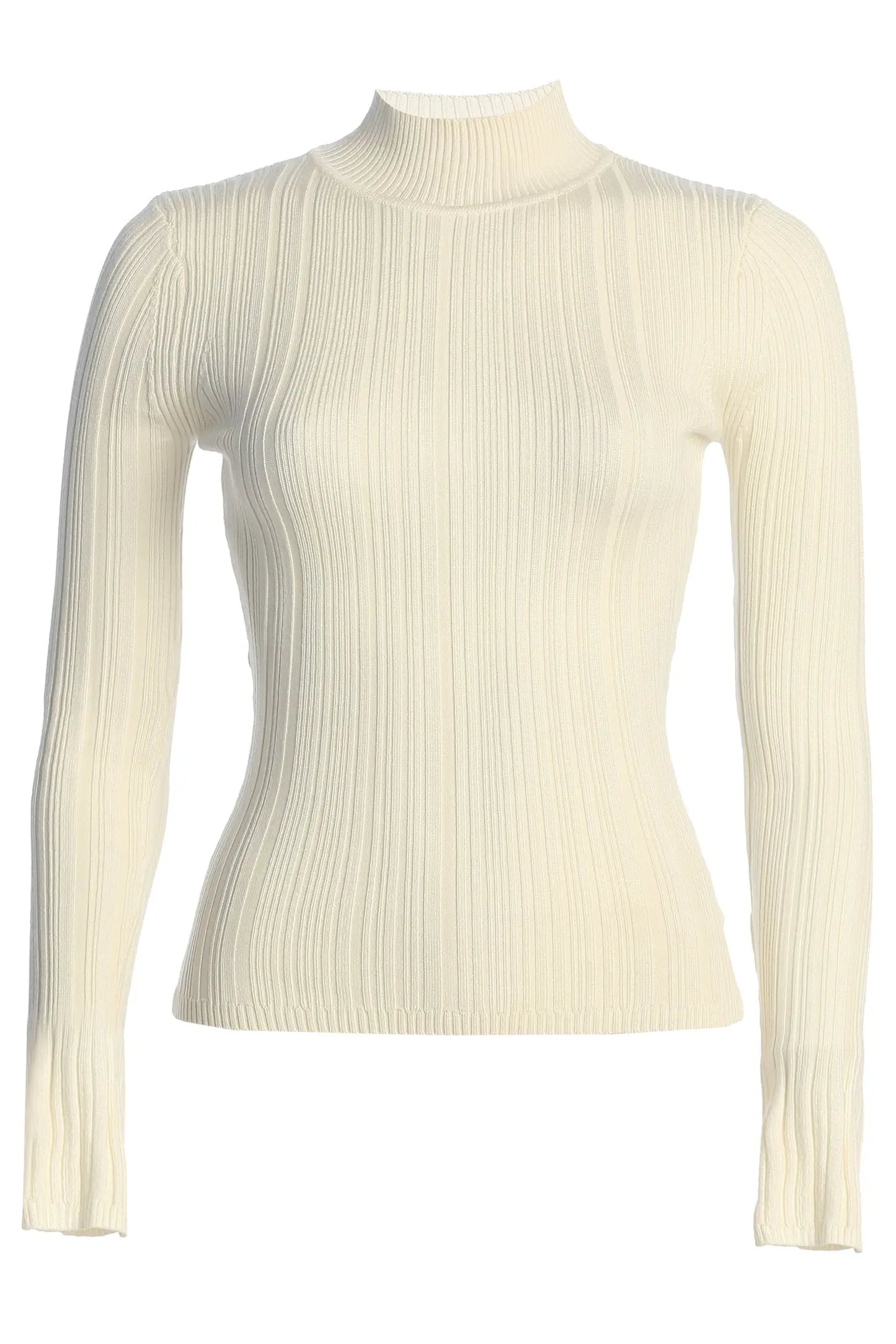 Ivory Ribbed Mock Neck Top JLUXLABEL