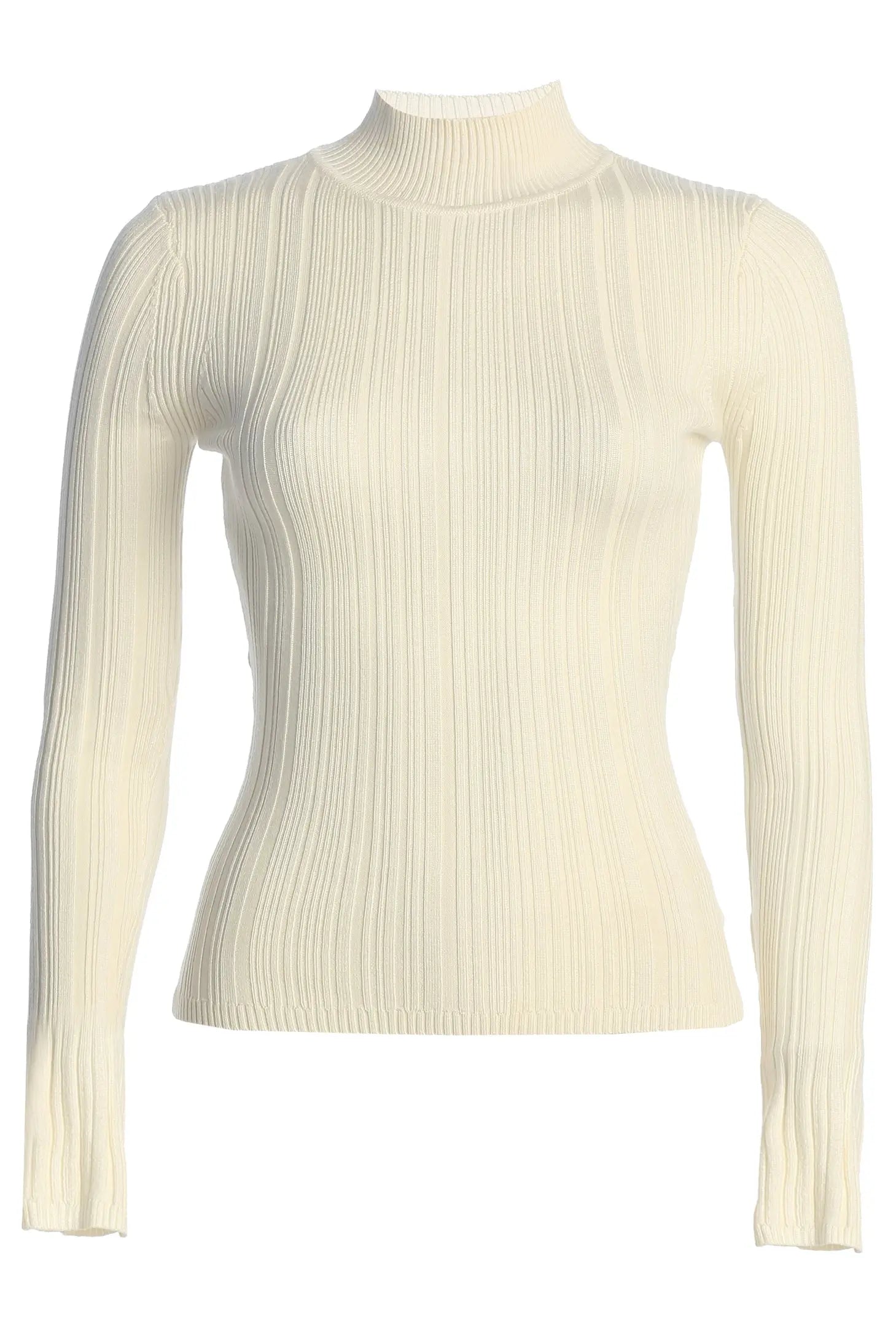Ivory Ribbed Mock Neck Top JLUXLABEL