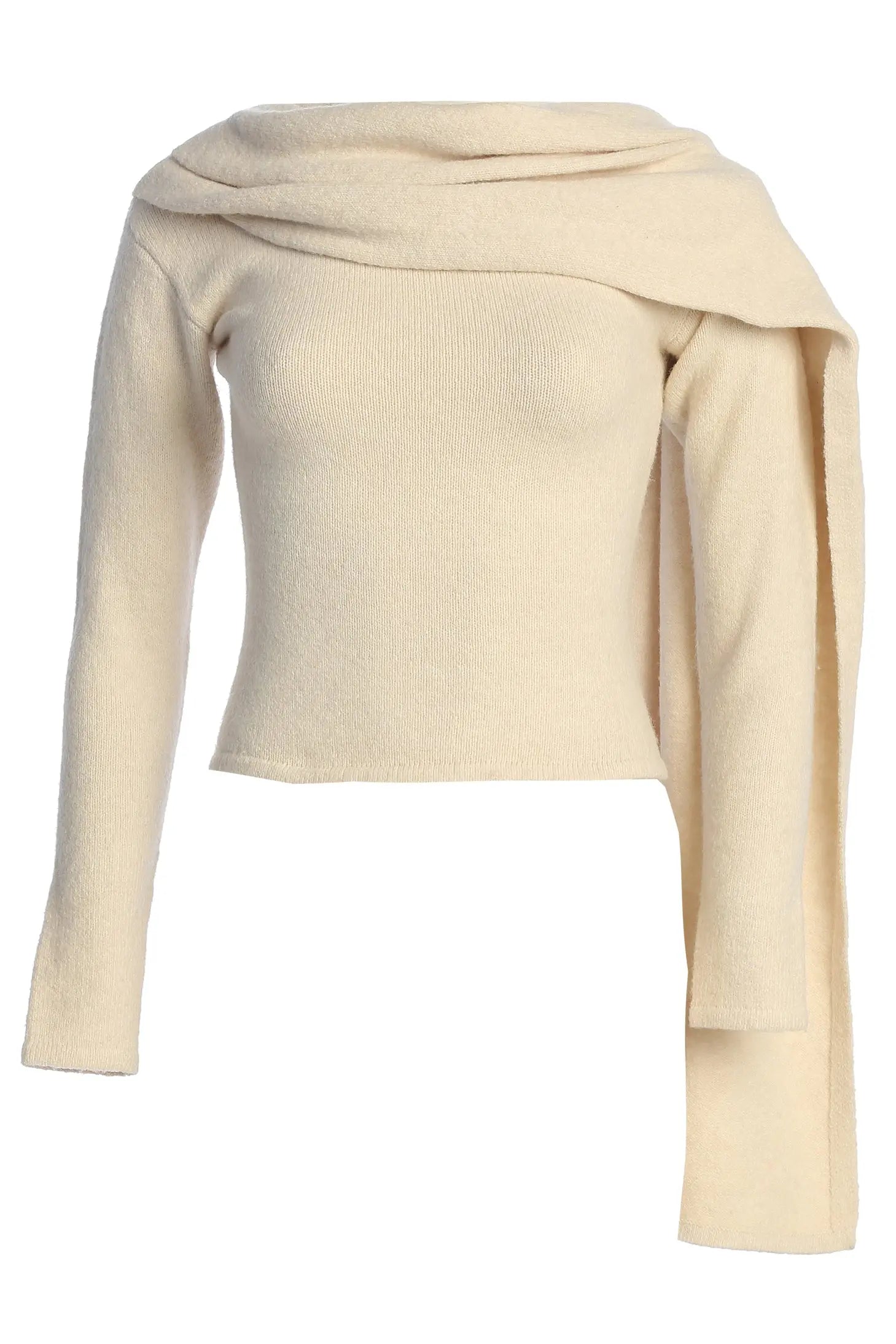 Milk Ribbed Scarf Top JLUXLABEL