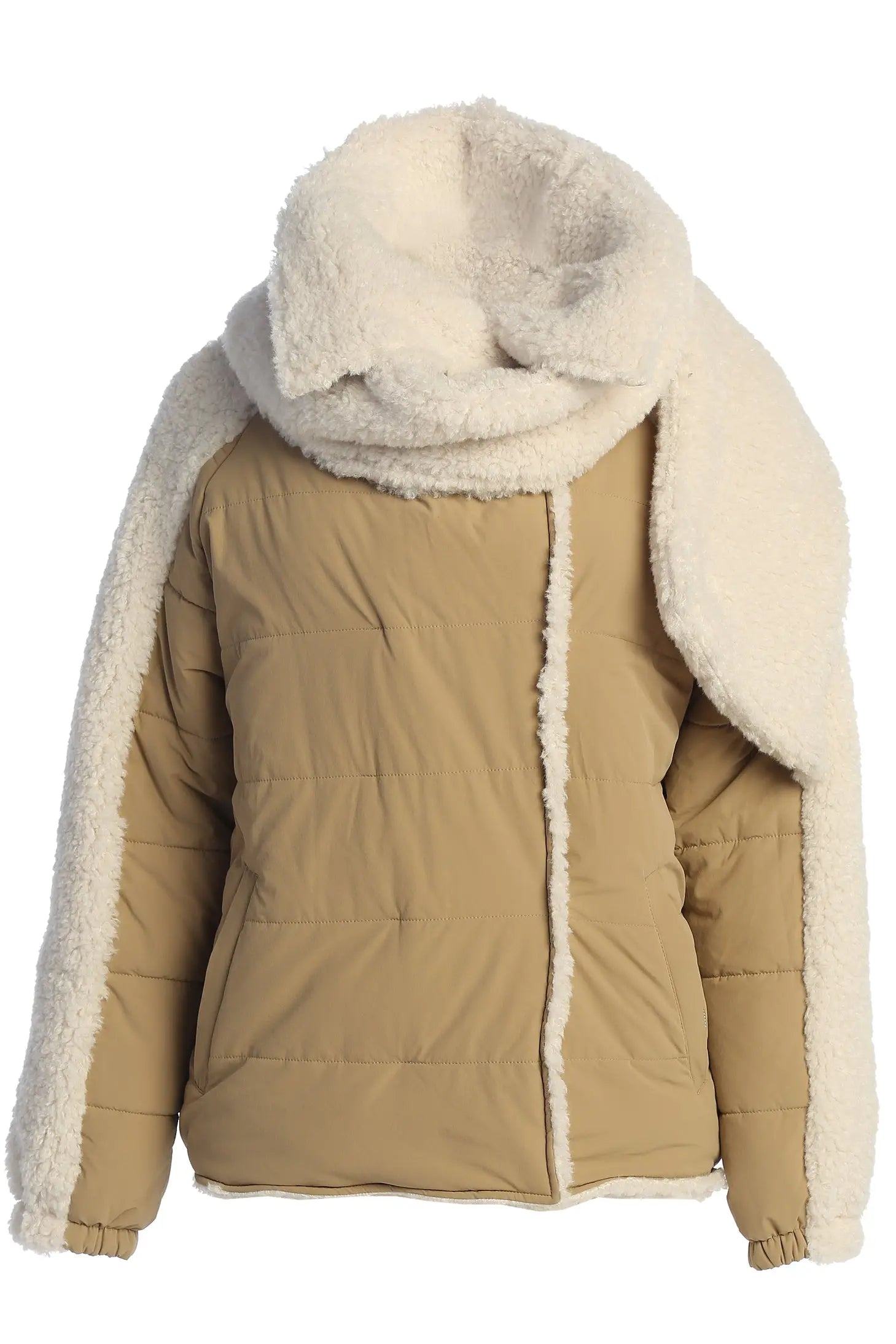 Beige/Ivory Contrast Sherpa Jacket JLUXLABEL