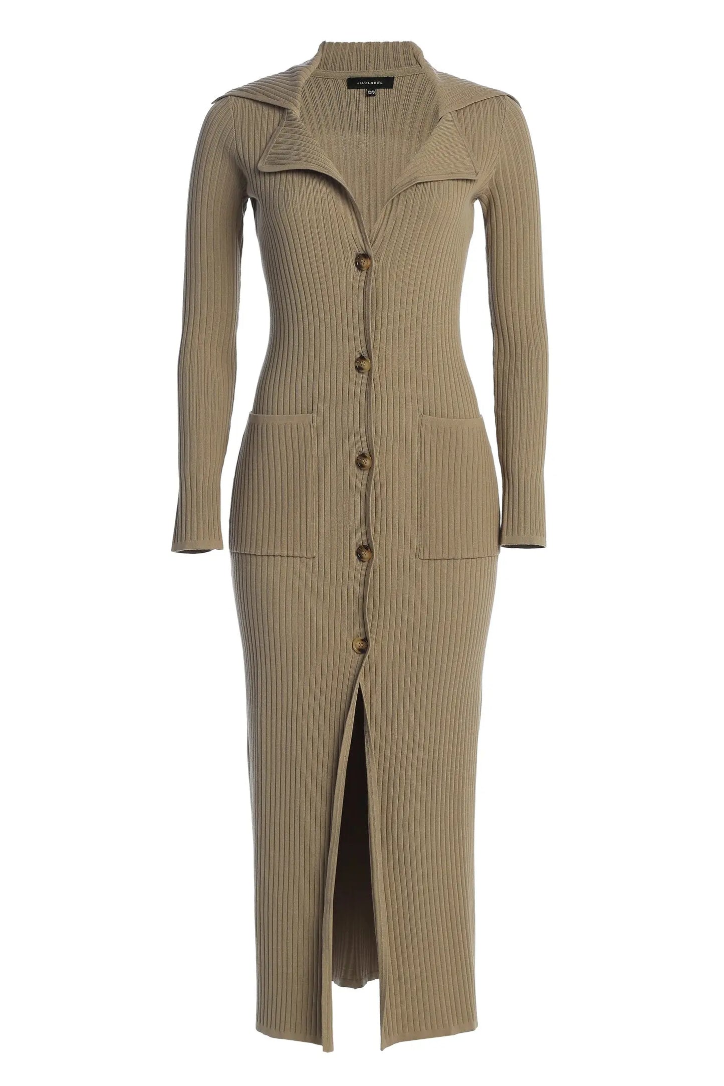 Taupe Lida Ribbed Duster JLUXLABEL