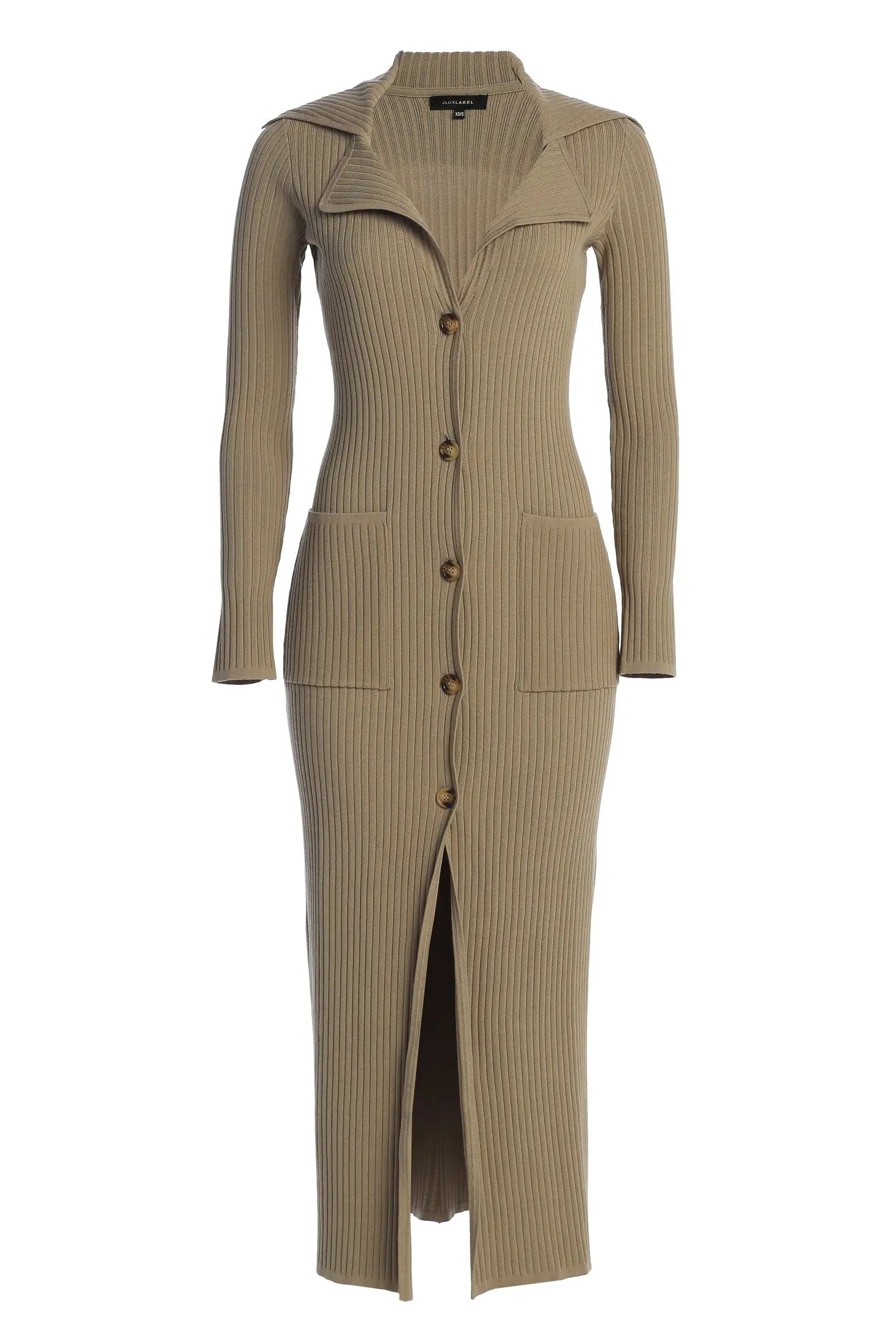 Taupe Lida Ribbed Duster JLUXLABEL
