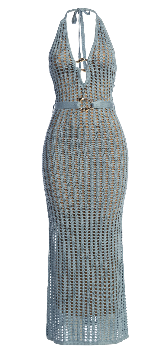 Periwinkle Oceanic Dream Crochet Maxi Dress JLUXLABEL