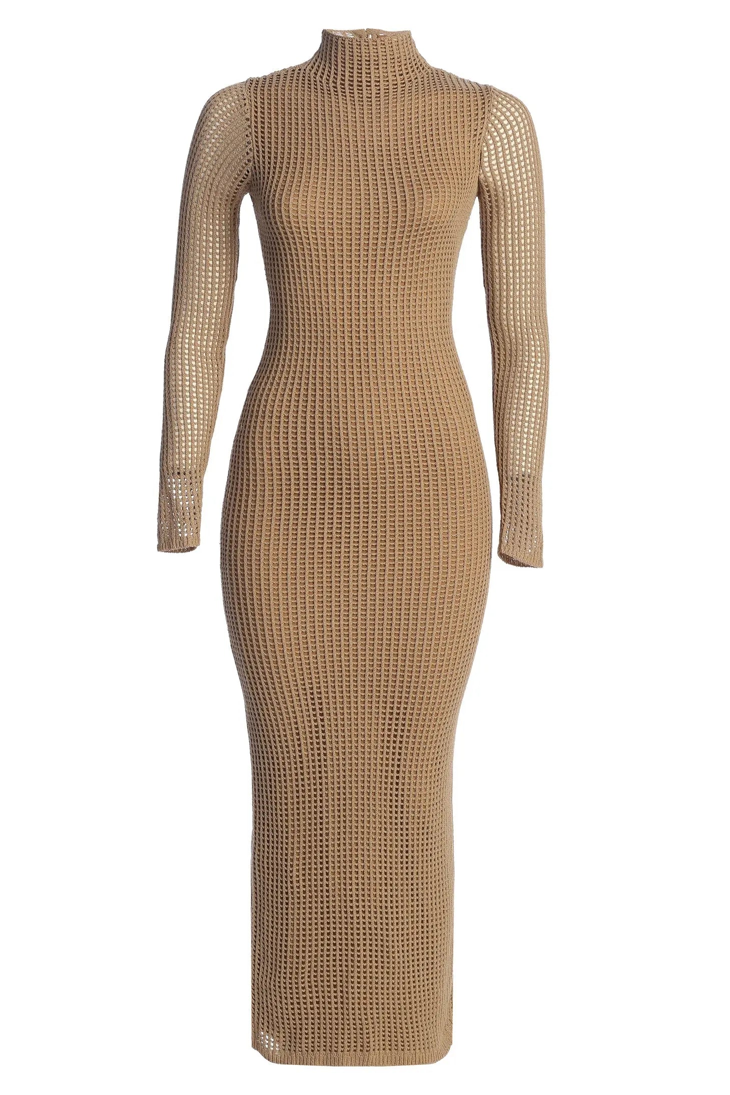 Beige Rosabelle Knit Maxi Dress JLUXLABEL