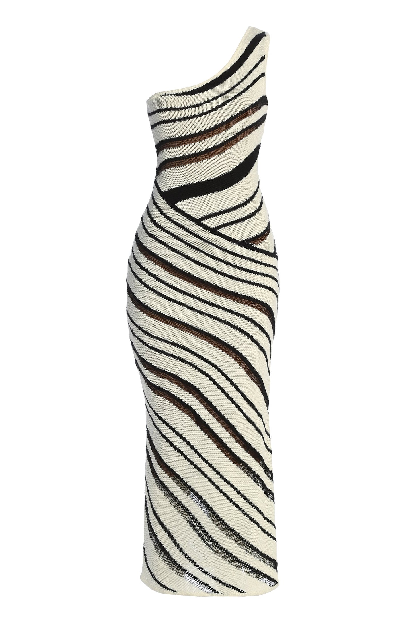 Ivory/Black Sanibel Ruched Maxi Knit Dress