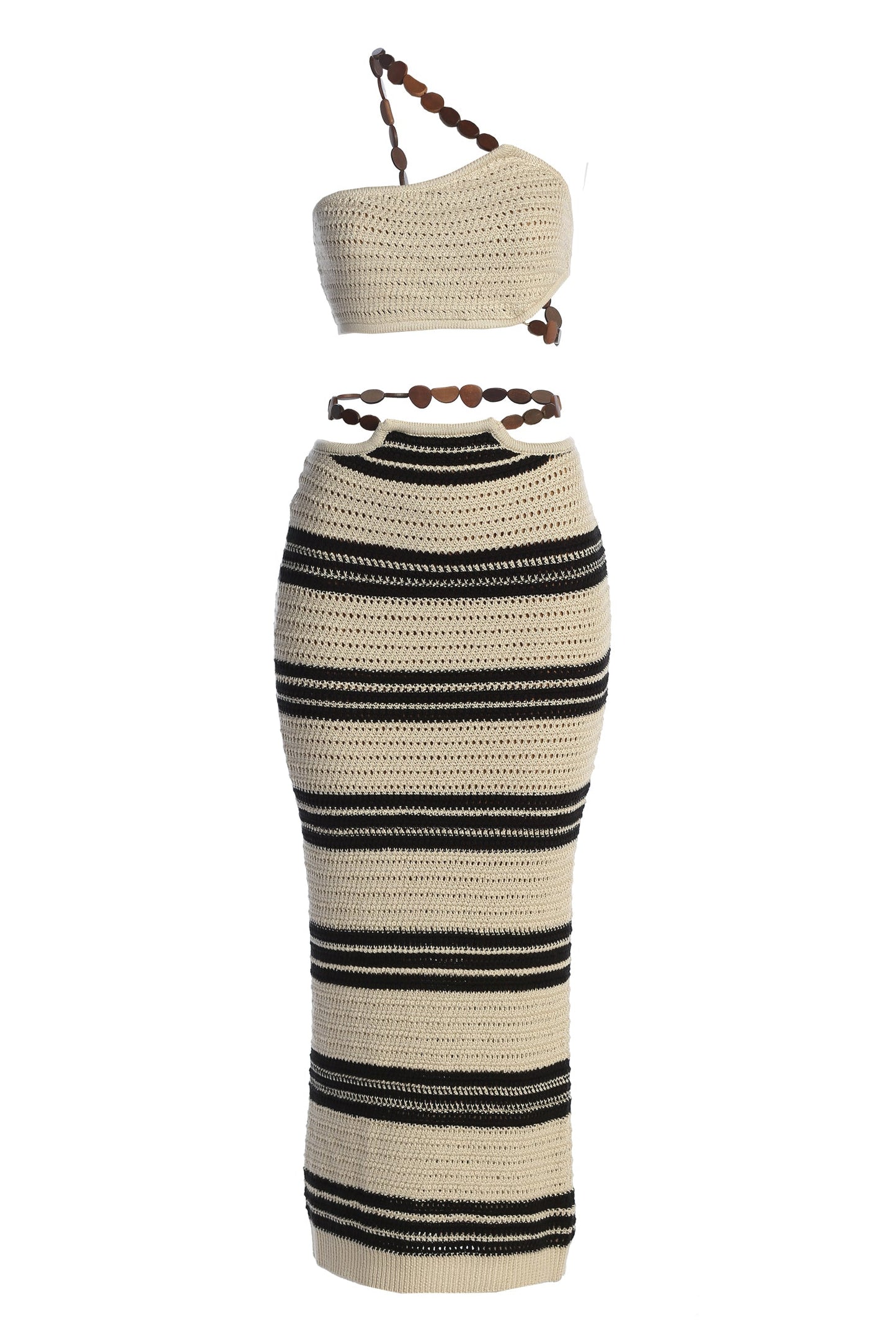 Cream/Black Isla Crochet Skirt Set