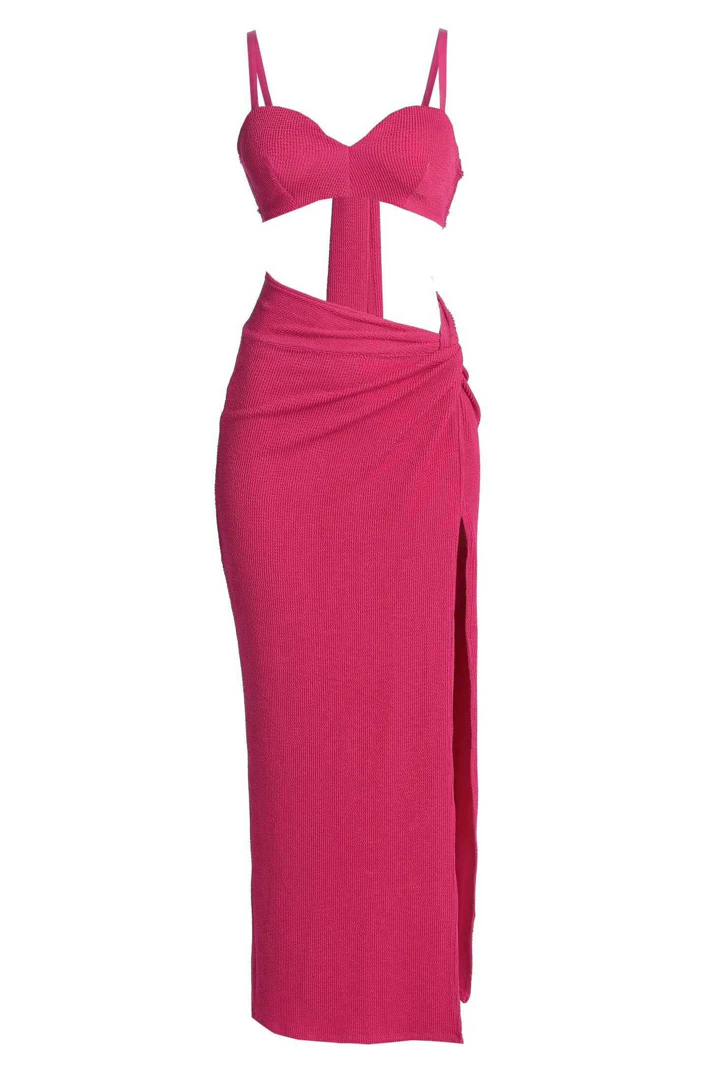 Fuchsia Deidra Draped Skirt Set JLUXLABEL