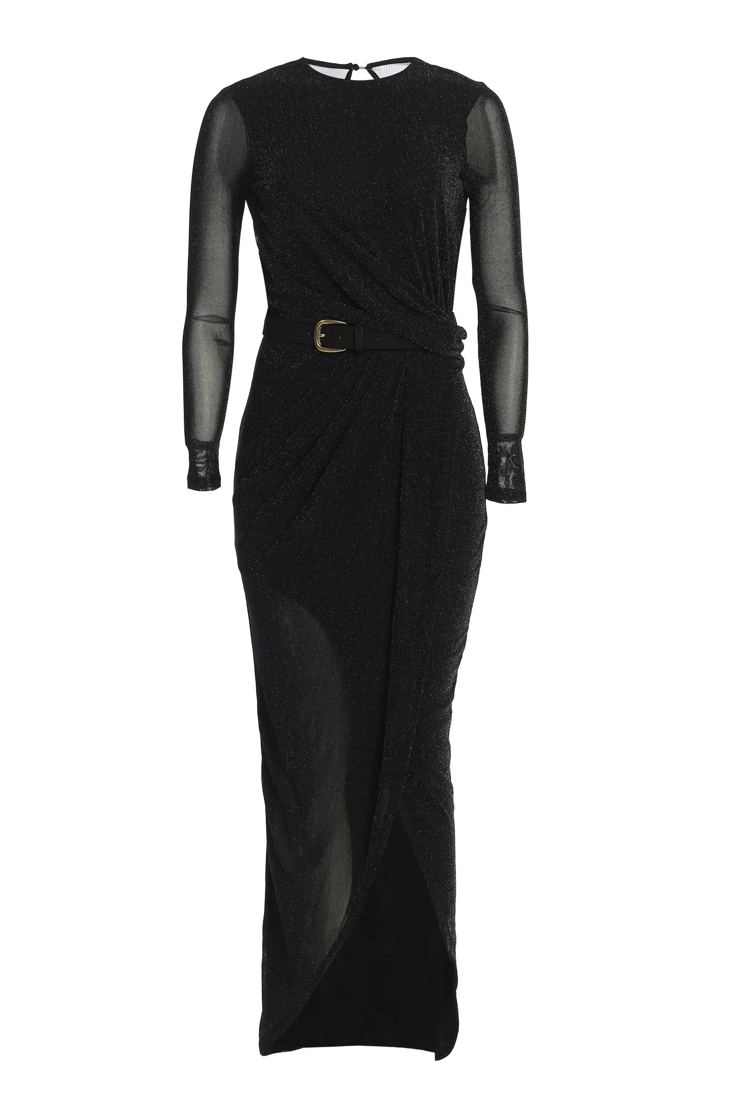 Black Araceli Gathered Maxi Dress JLUXLABEL