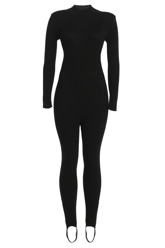 Black Minna Mock Neck Jumpsuit JLUXLABEL