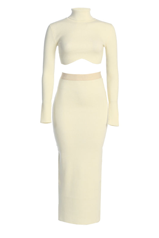 Buttercream Anise Ribbed Skirt Set JLUXLABEL