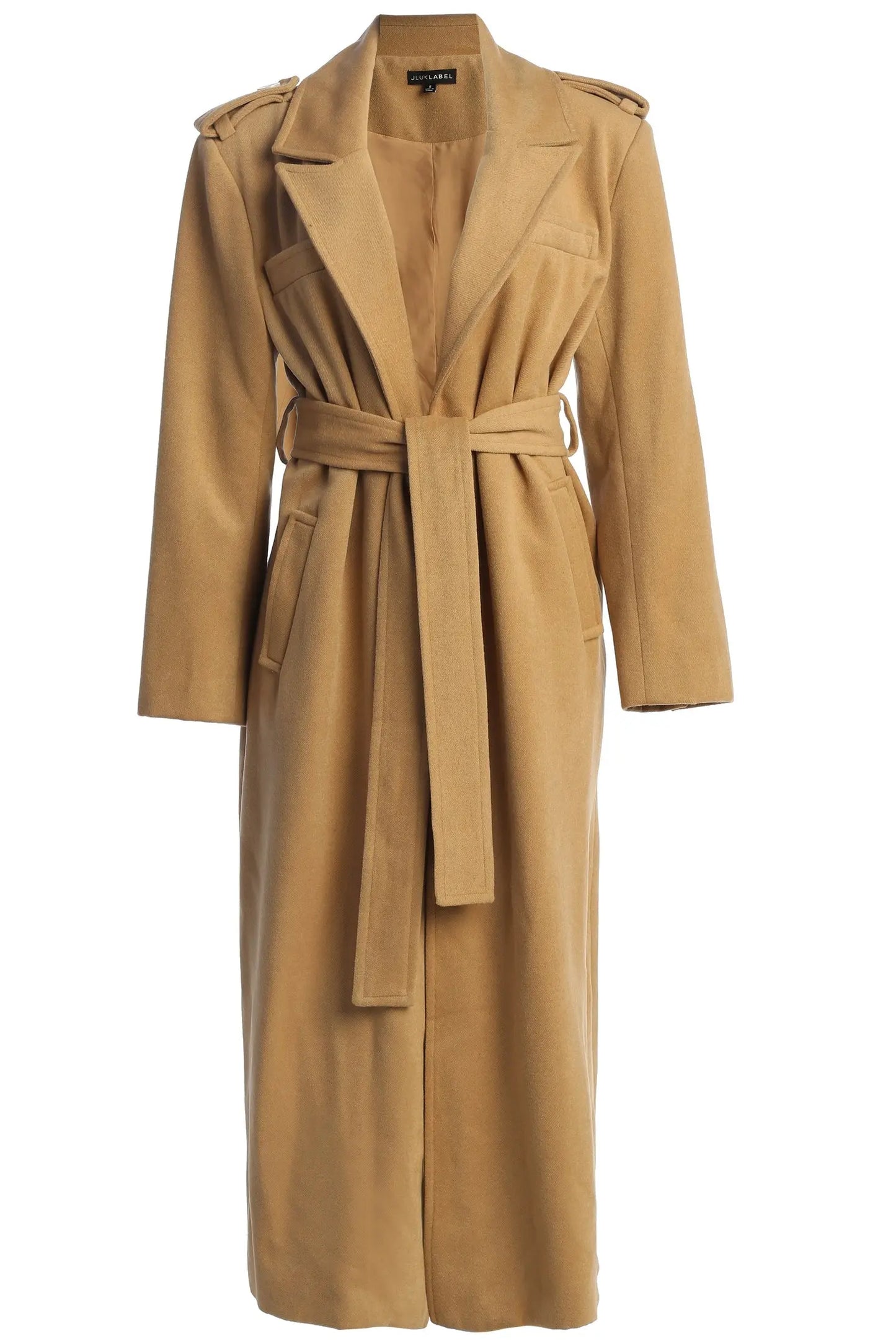Beige SAVANNAH BELTED COAT JLUXLABEL