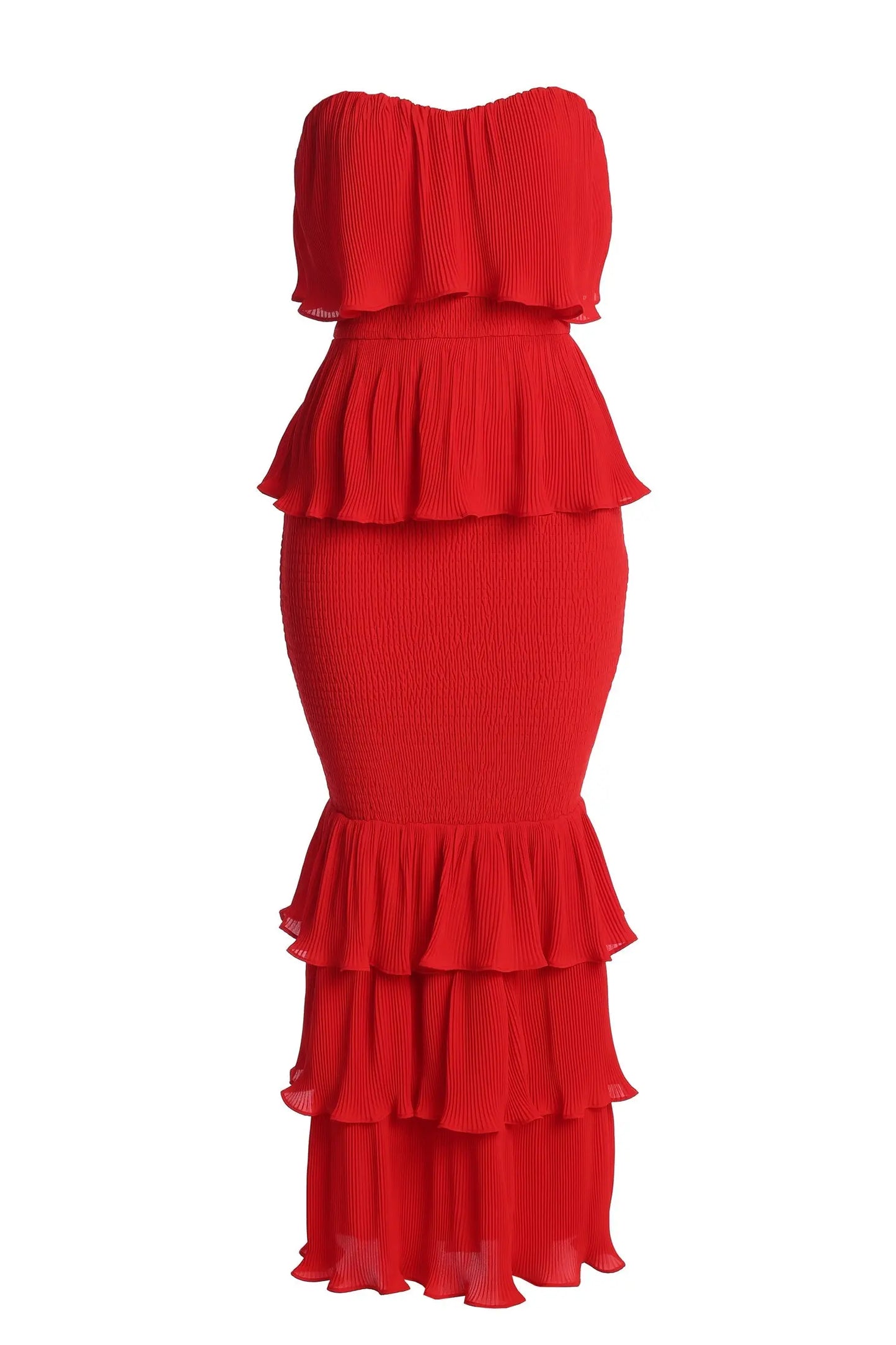 Red Casa Blanca Ruffle Dress JLUXLABEL