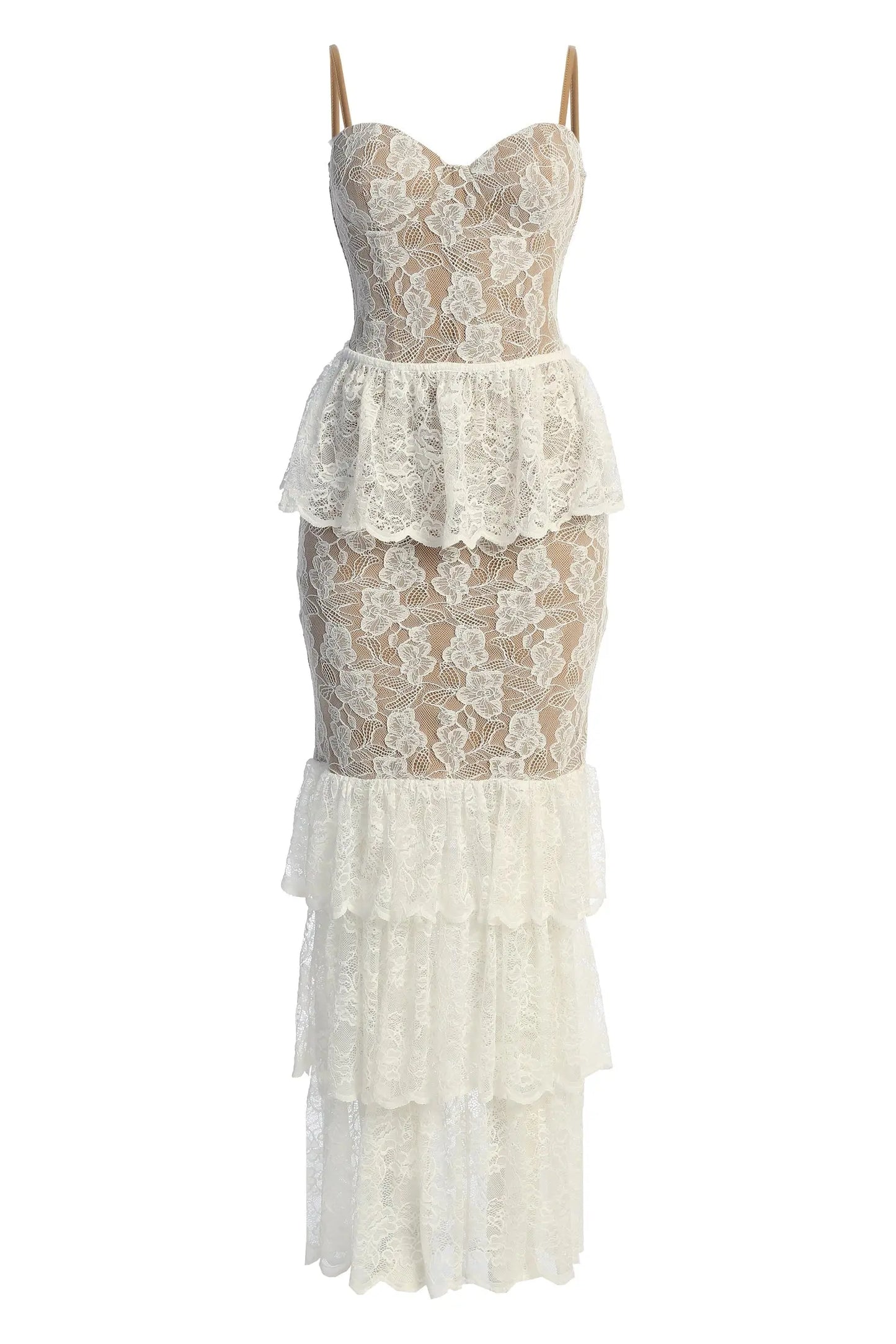 Ivory Fairytale Ending Lace Maxi Dress JLUXLABEL