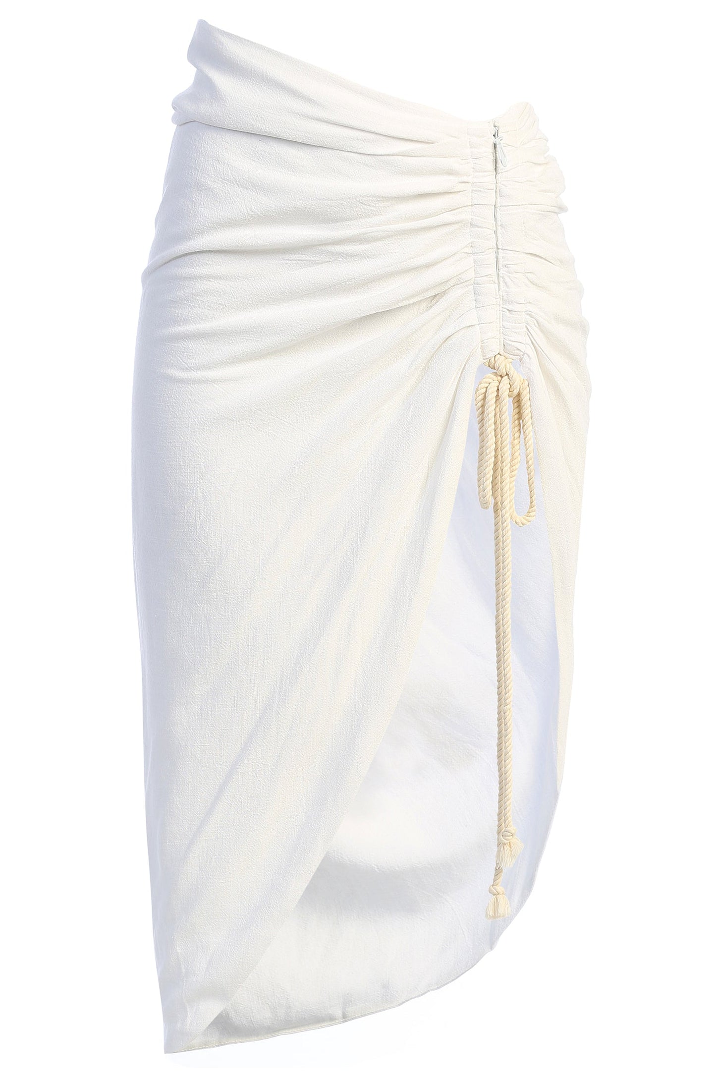 Ivory Spring Ruched Linen Skirt