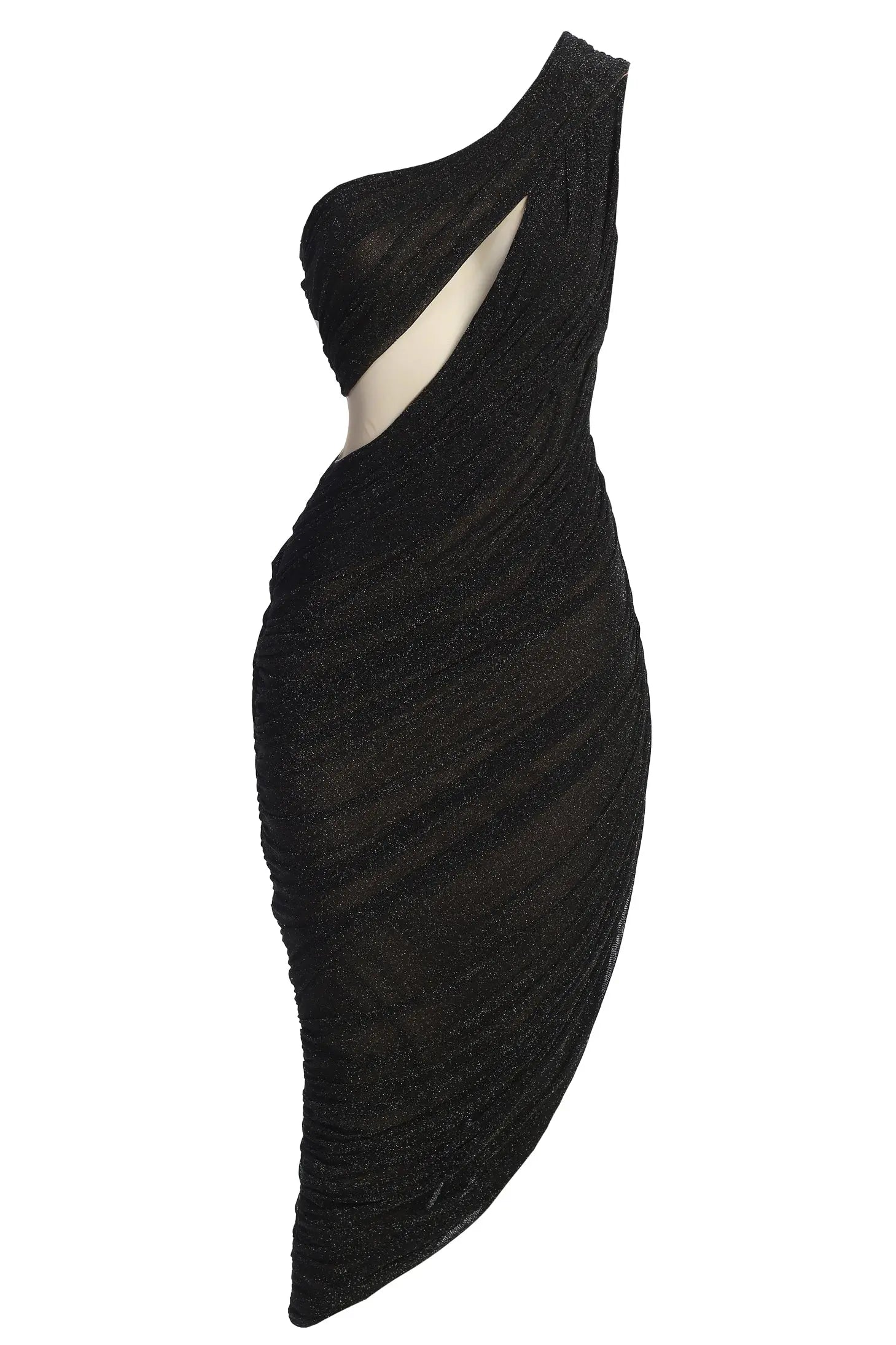 Black Aura Shimmer Midi Dress JLUXLABEL