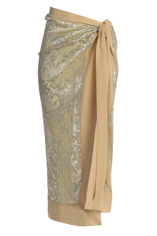 Gold Positano Printed Sarong Skirt JLUXLABEL