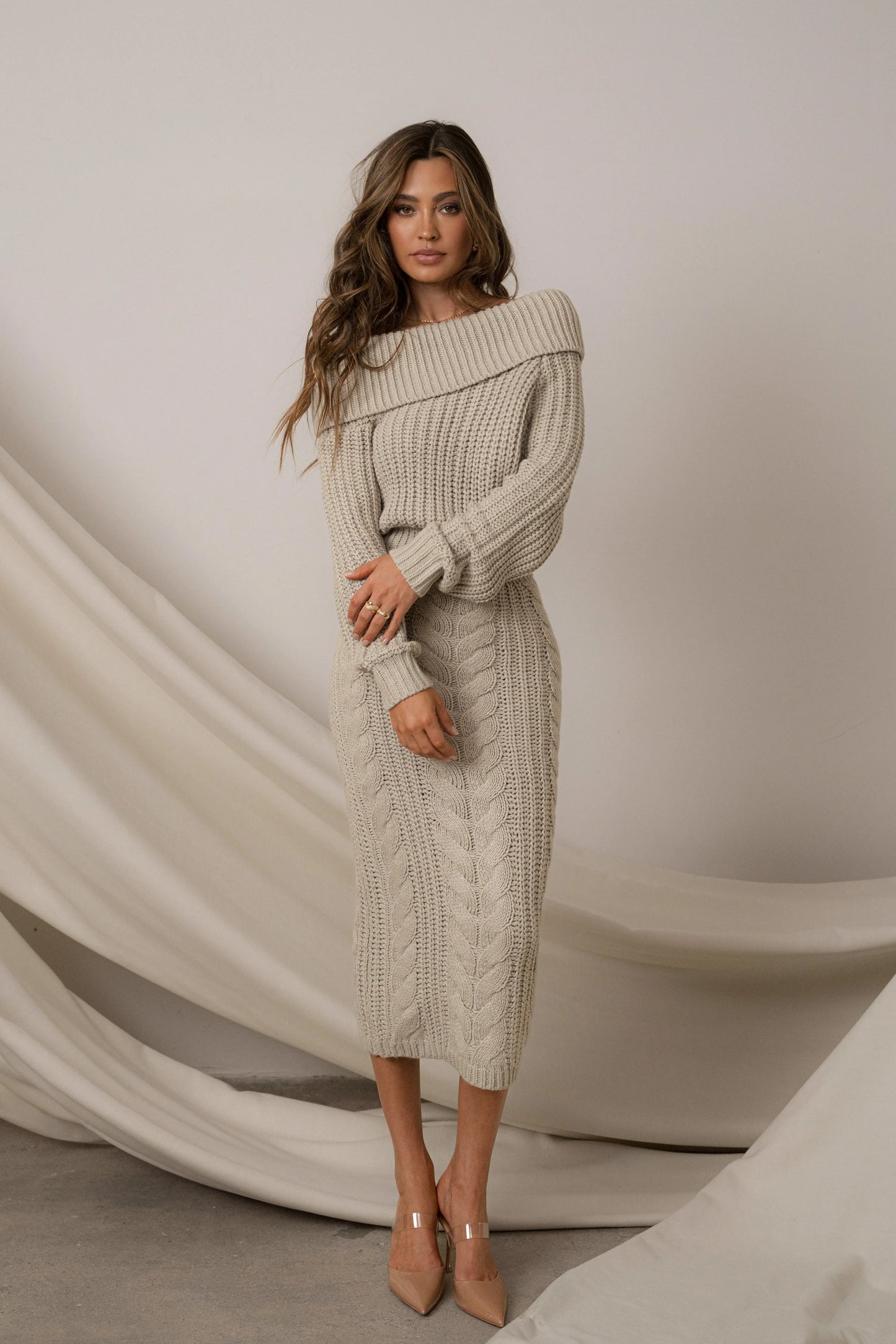 Stone Monette Cable Knit Dress JLUXLABEL