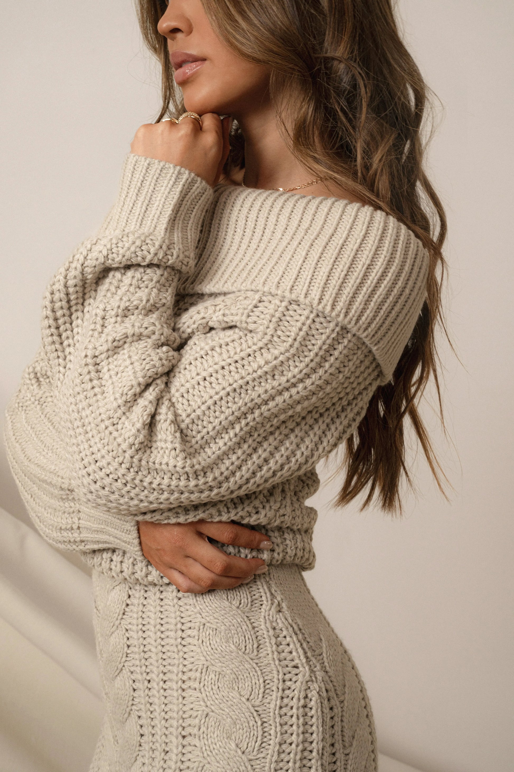Stone Monette Cable Knit Dress JLUXLABEL