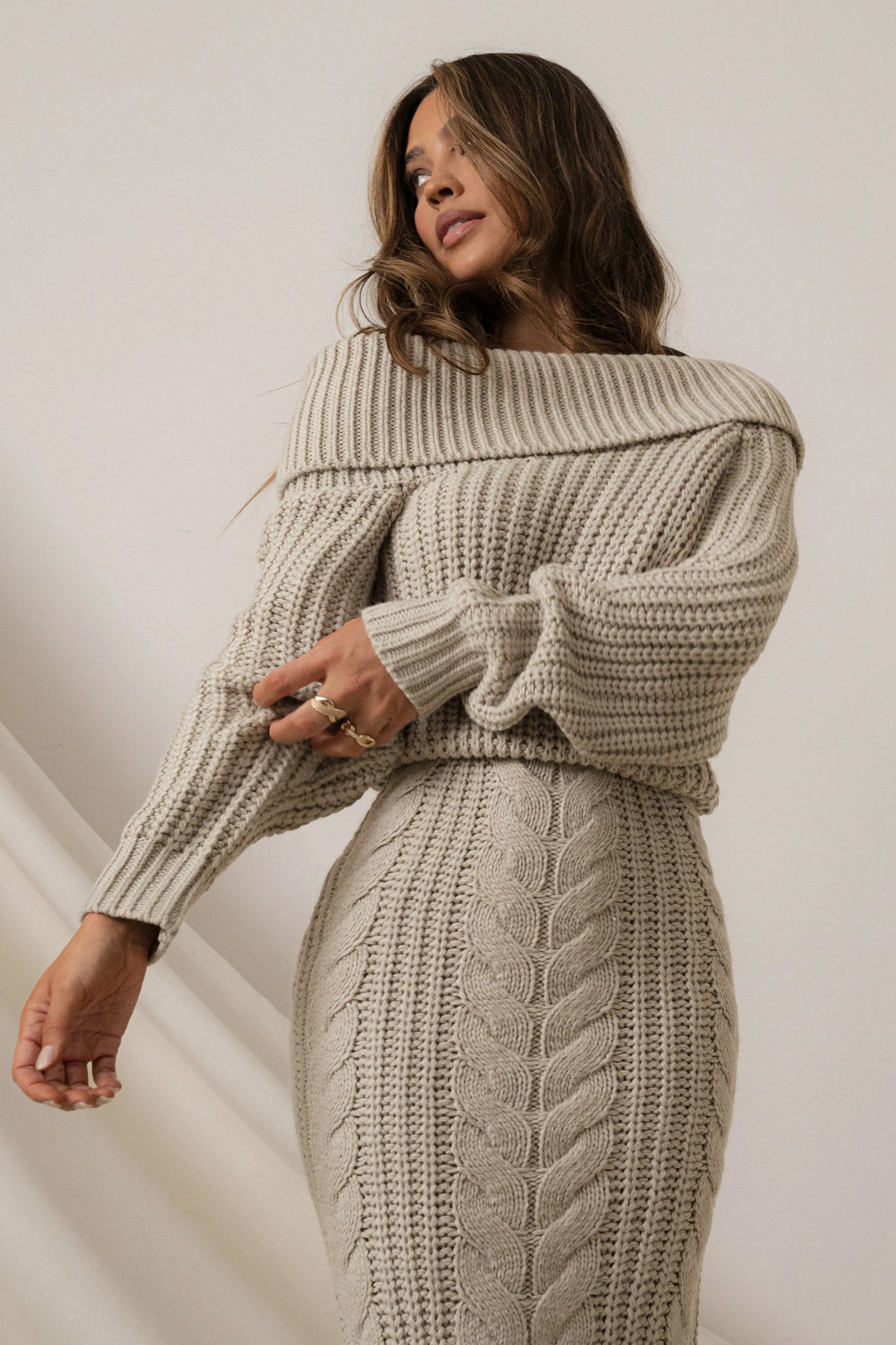Stone Monette Cable Knit Dress JLUXLABEL