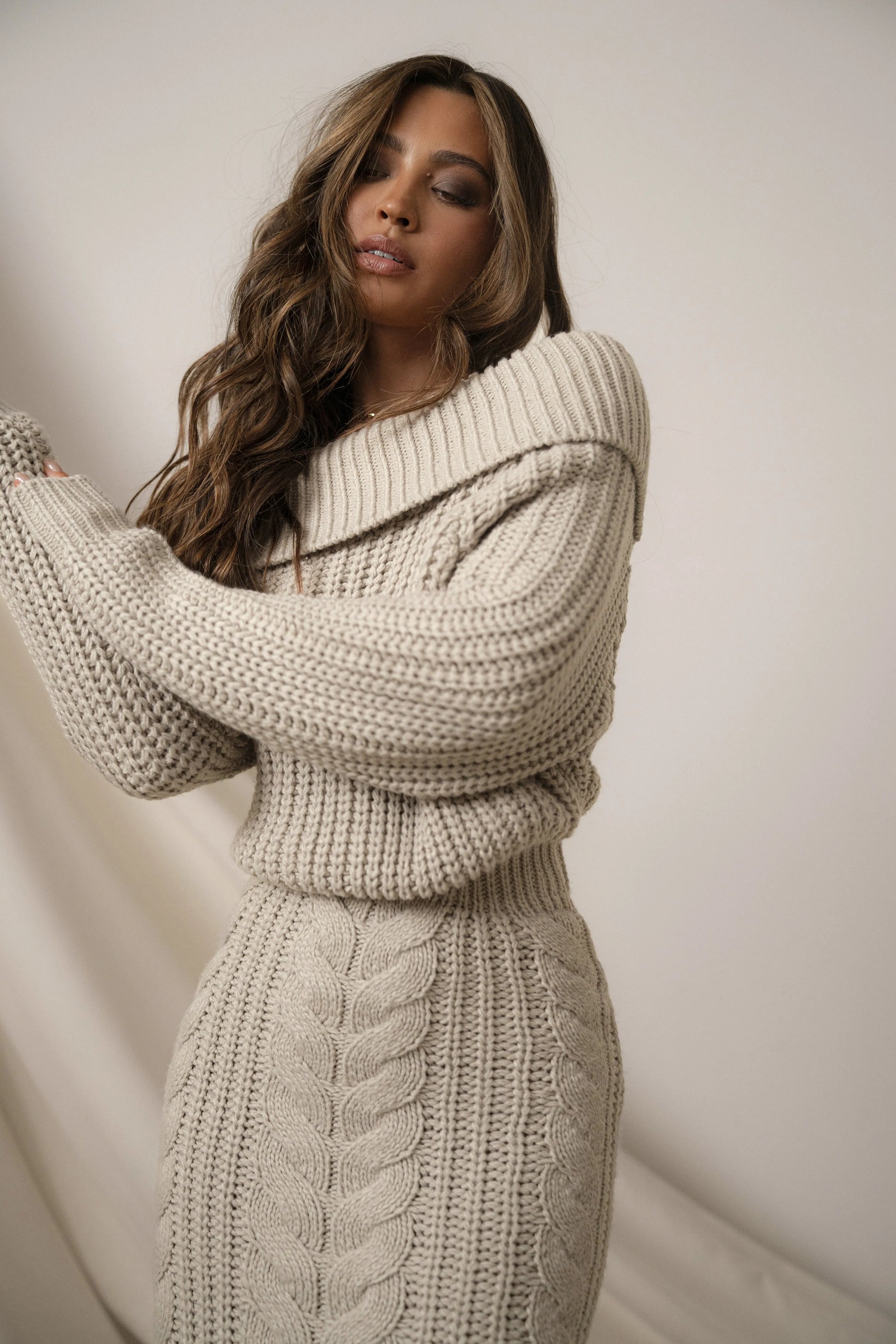 Stone Monette Cable Knit Dress JLUXLABEL