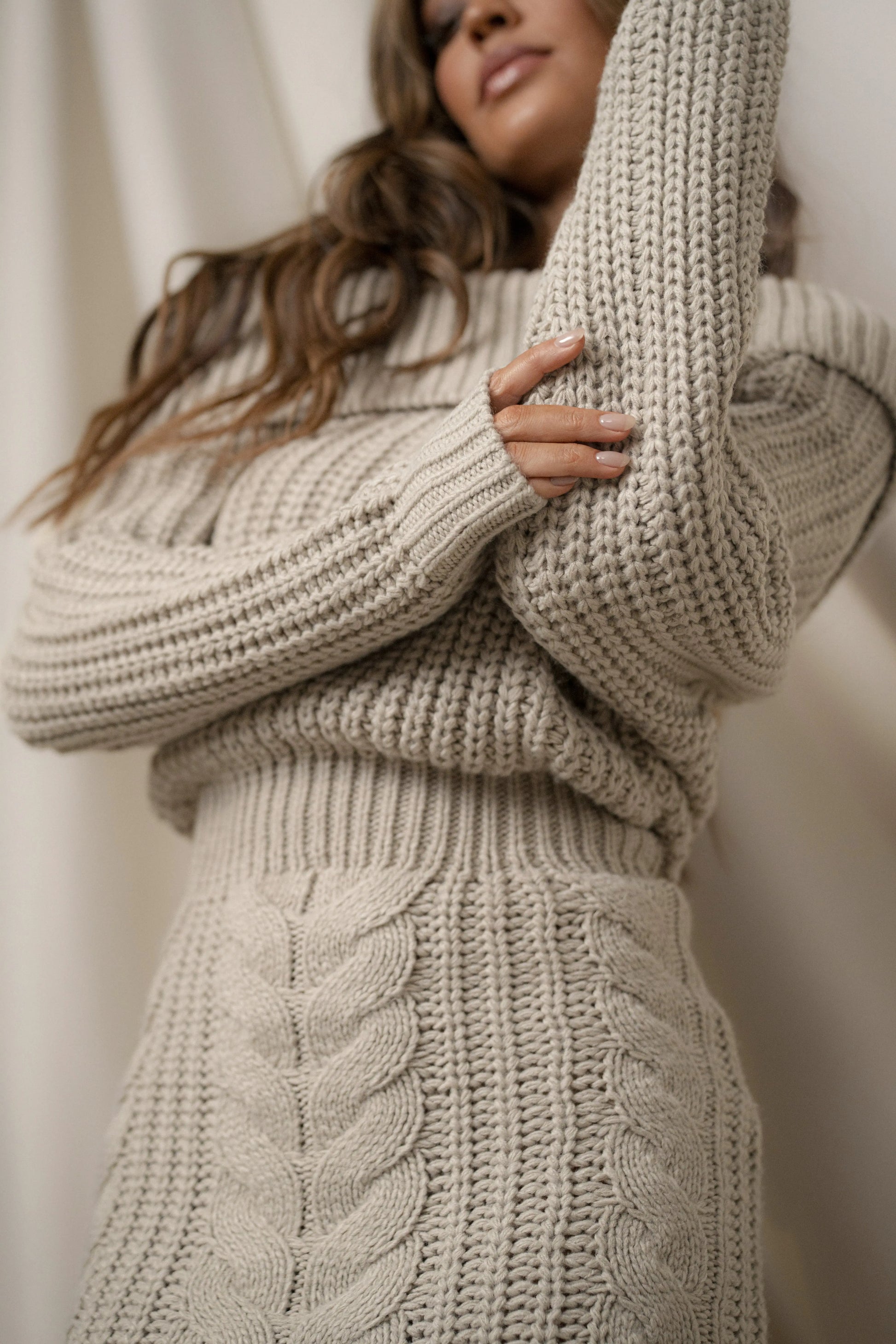 Stone Monette Cable Knit Dress JLUXLABEL