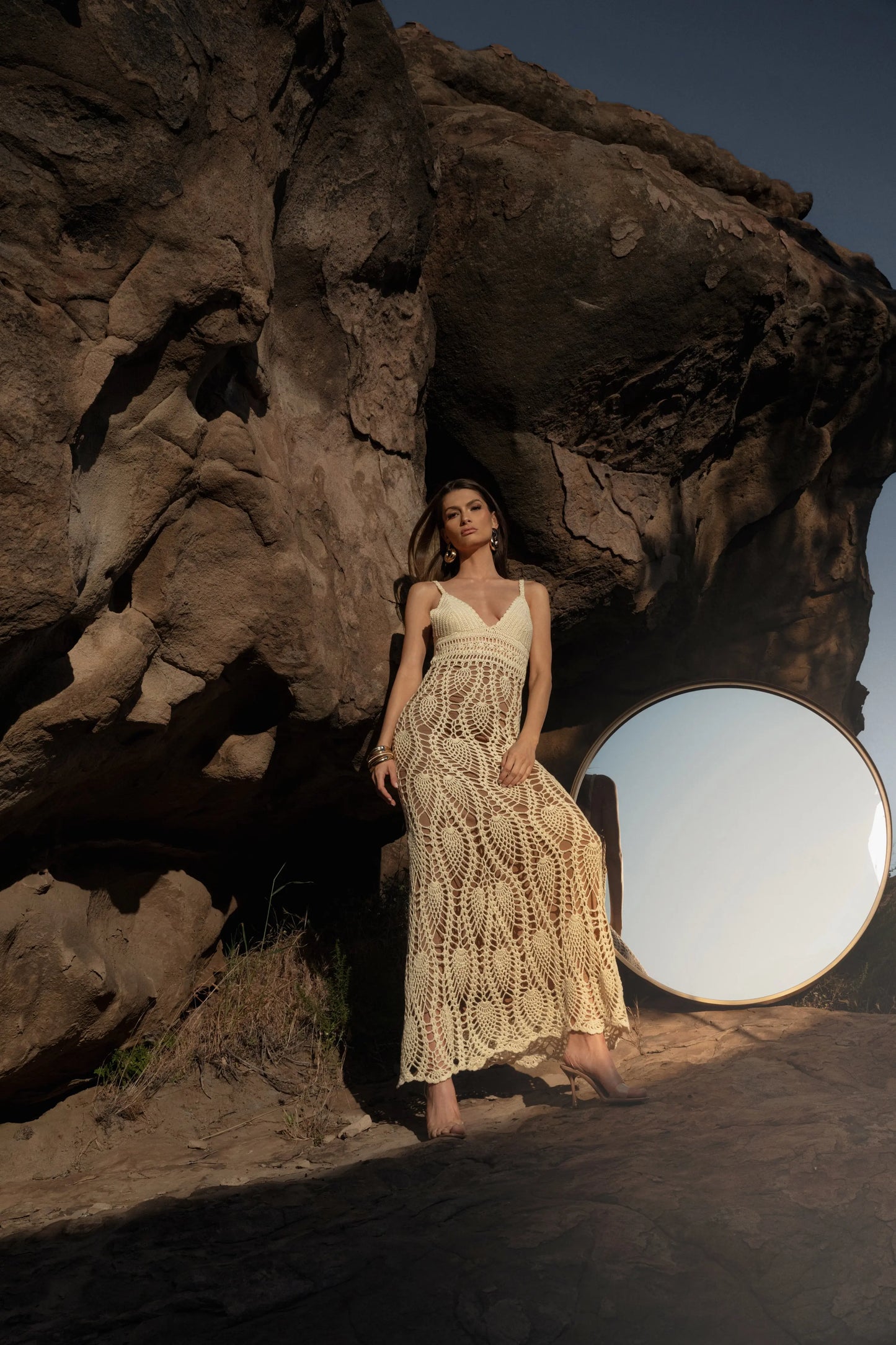 Ivory Great Escape Crochet Maxi Dress JLUXLABEL