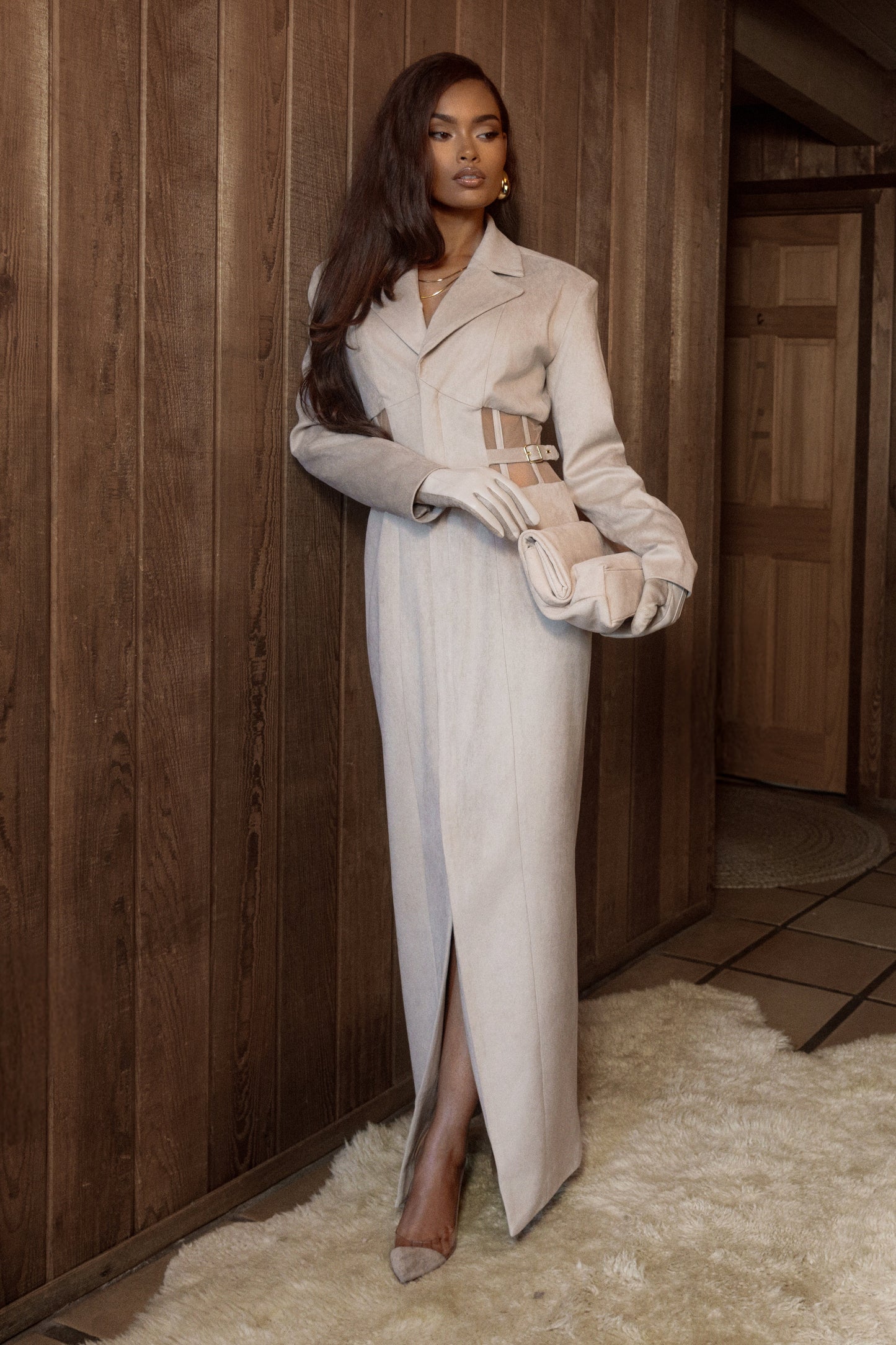 Stone Toffee Haze Suede Dress JLUXLABEL