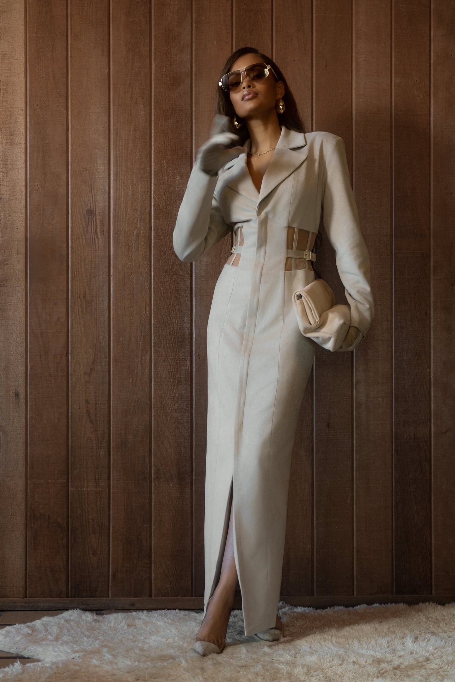 Stone Toffee Haze Suede Dress JLUXLABEL