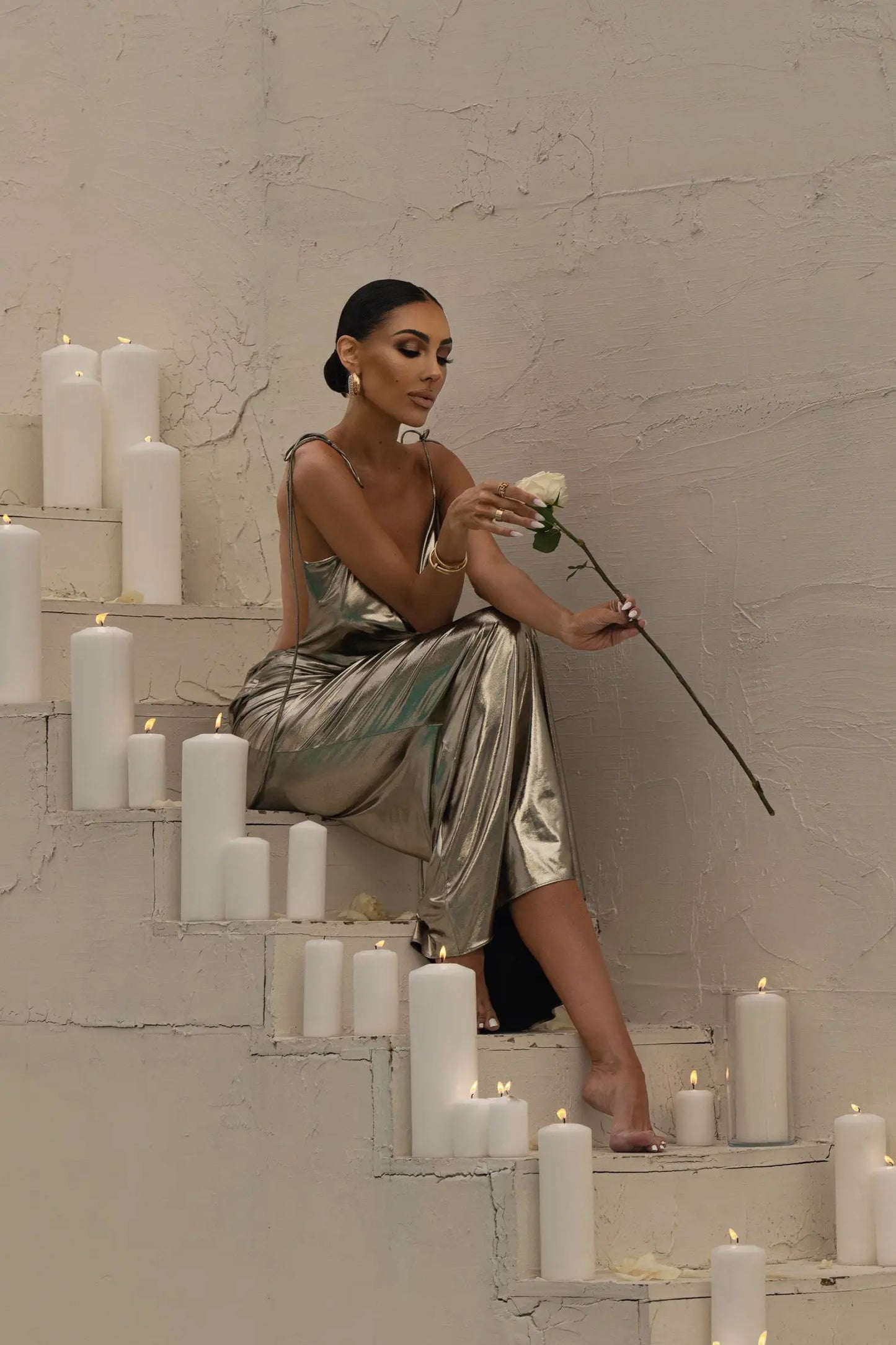 Light Gold Heart of Gold Maxi Dress JLUXLABEL