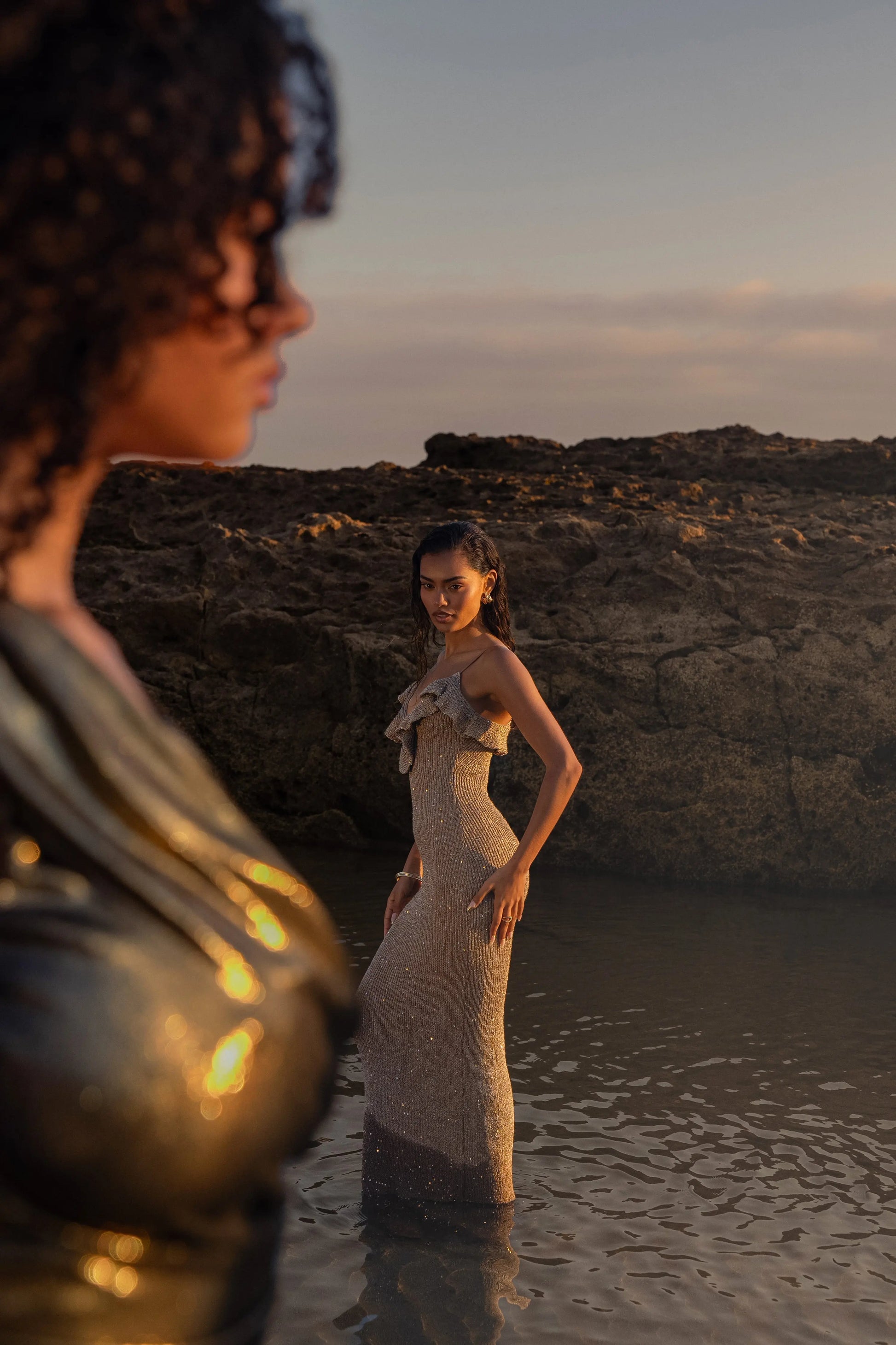 Gold Midnight Sparkle Maxi Dress JLUXLABEL
