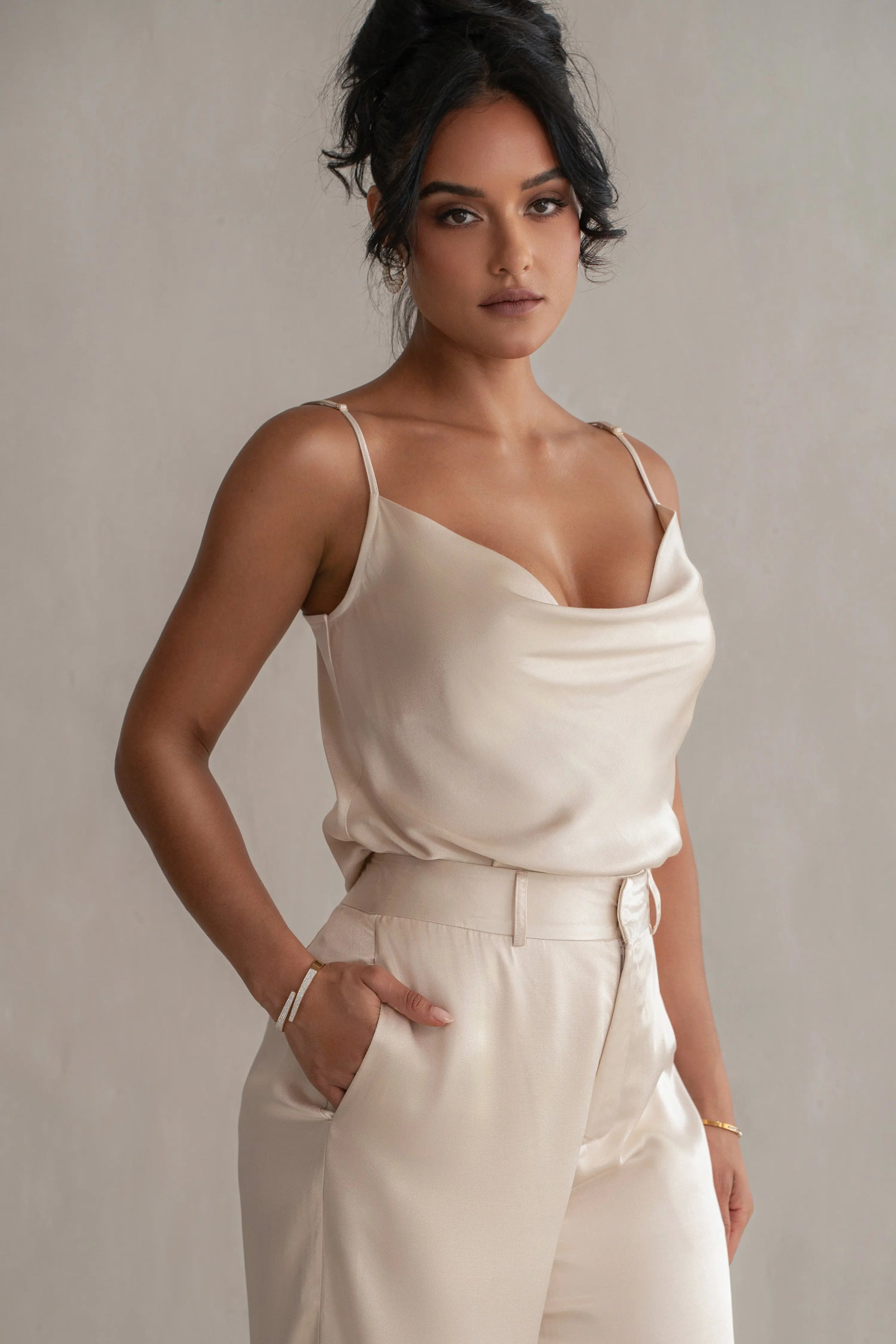Champagne Amour Satin Top JLUXLABEL