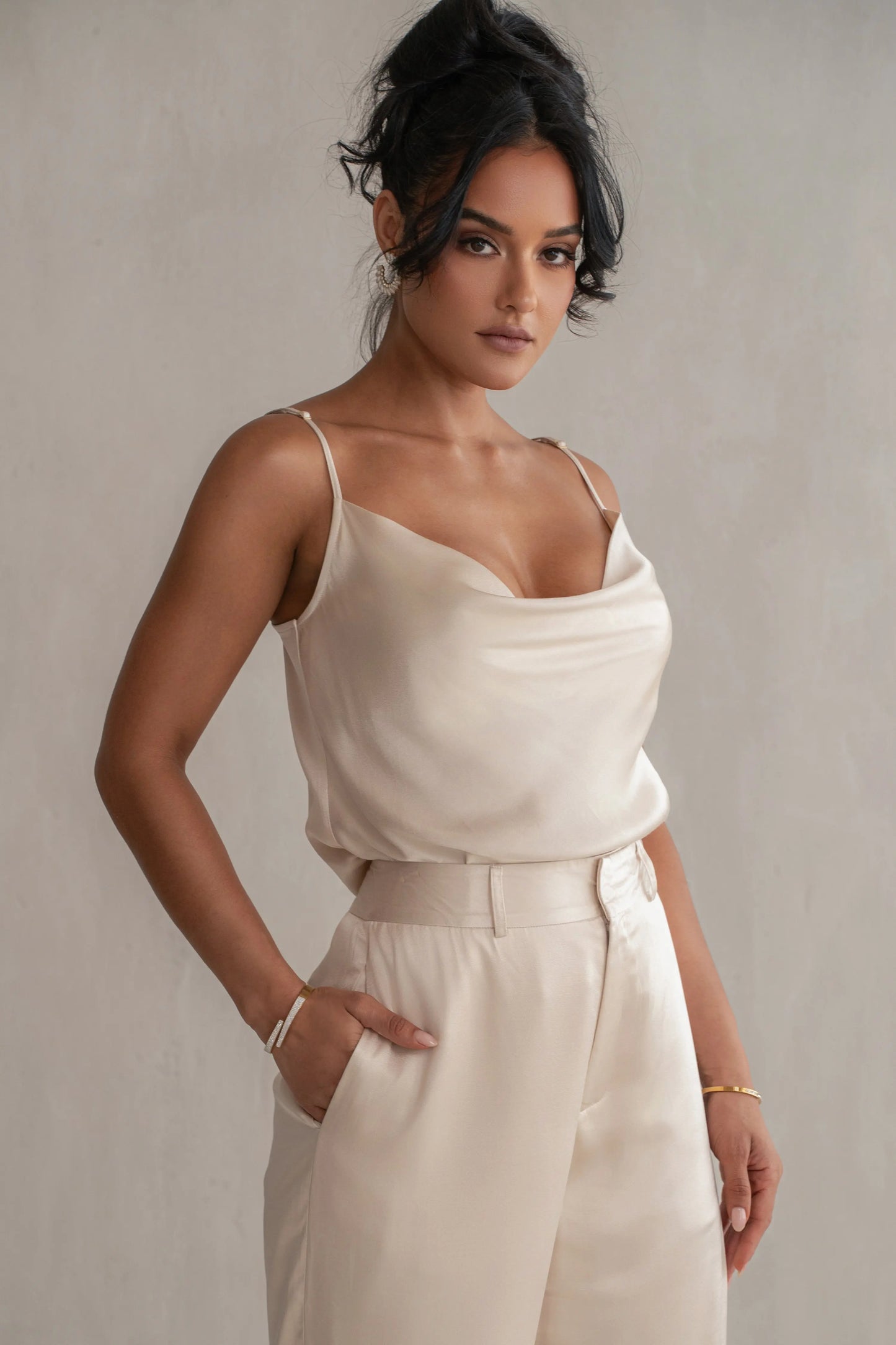 Champagne Amour Satin Top JLUXLABEL