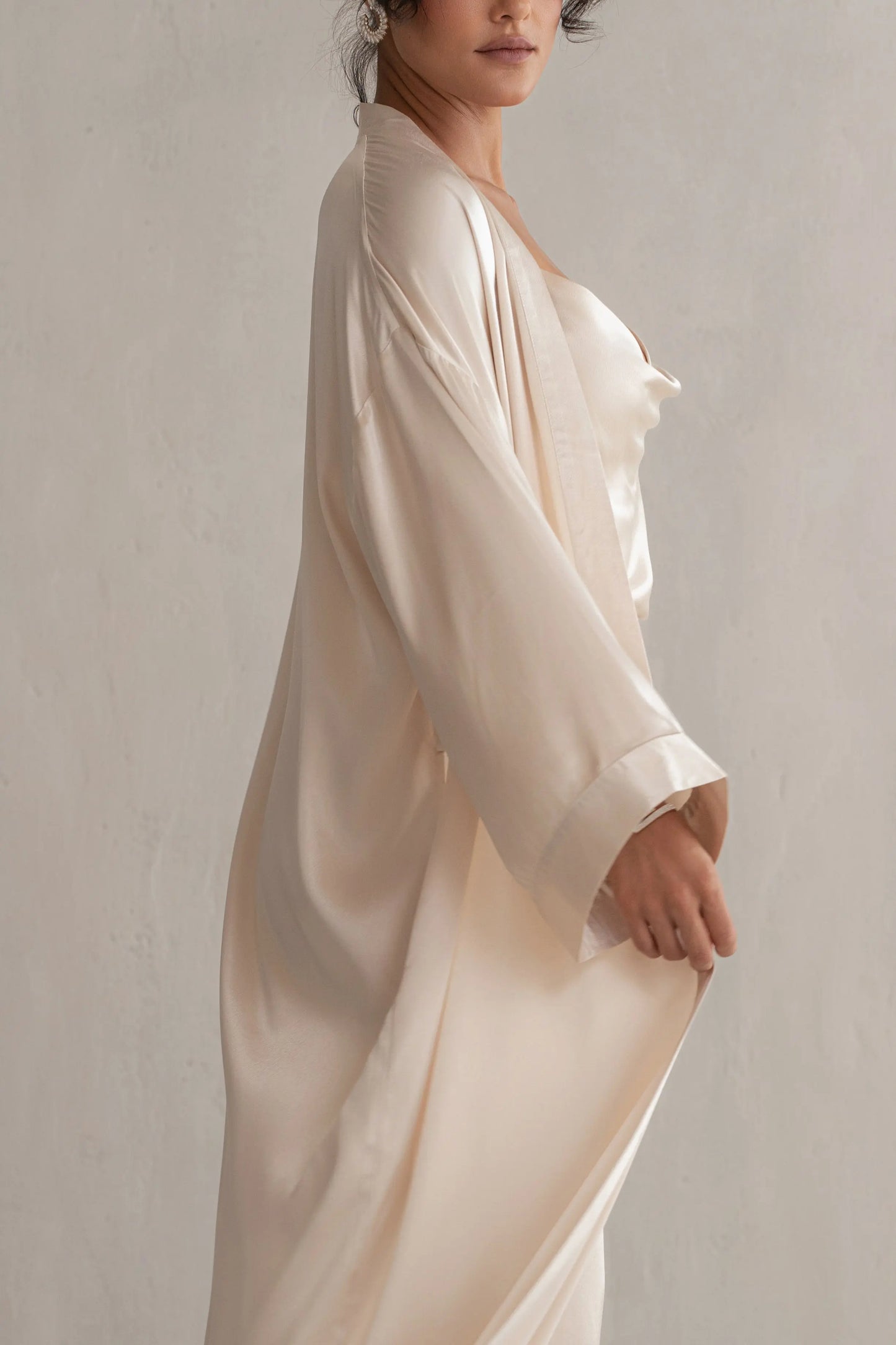 Champagne Forever And Always Satin Robe JLUXLABEL