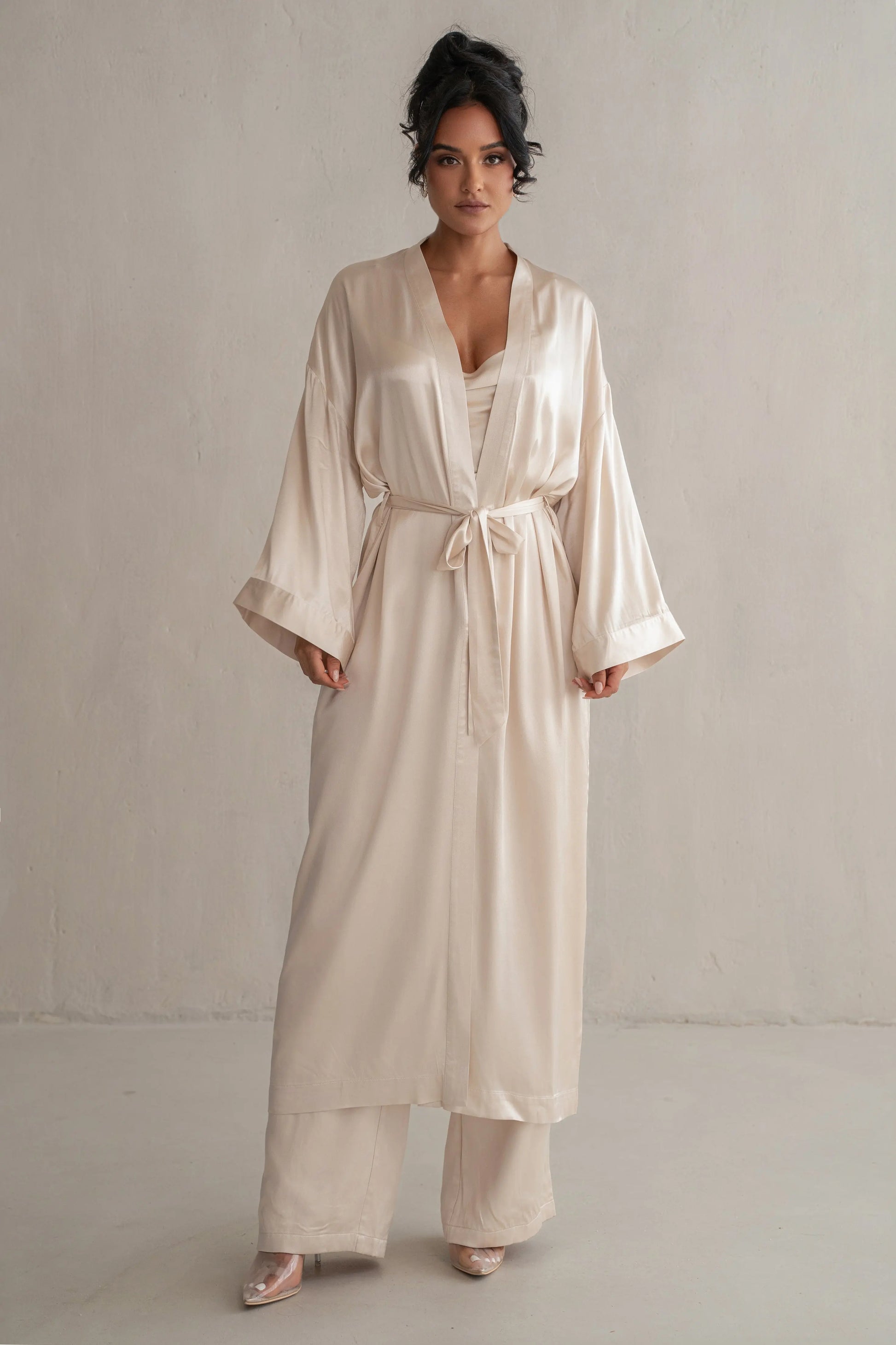 Champagne Forever And Always Satin Robe JLUXLABEL