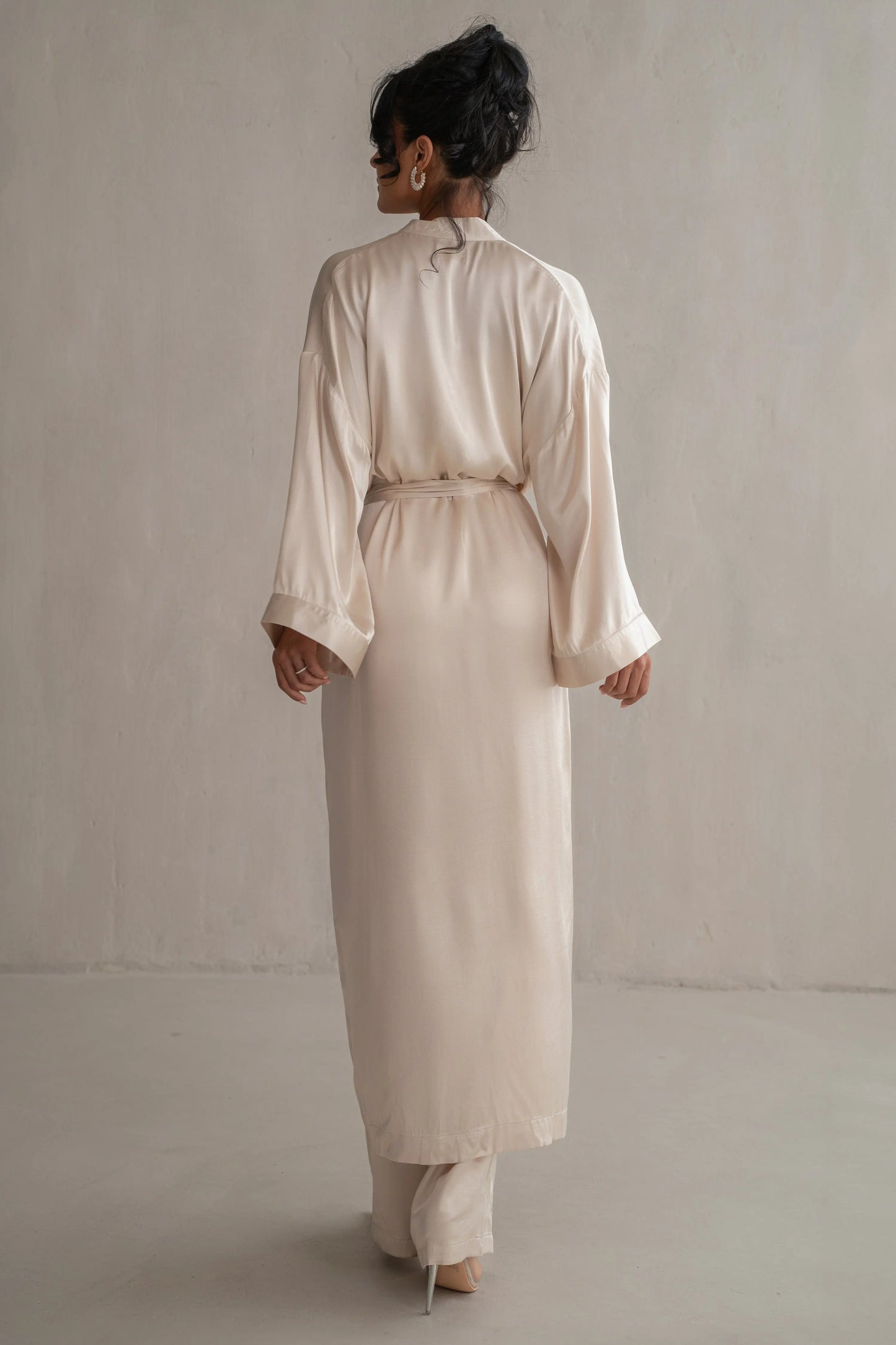 Champagne Forever And Always Satin Robe JLUXLABEL