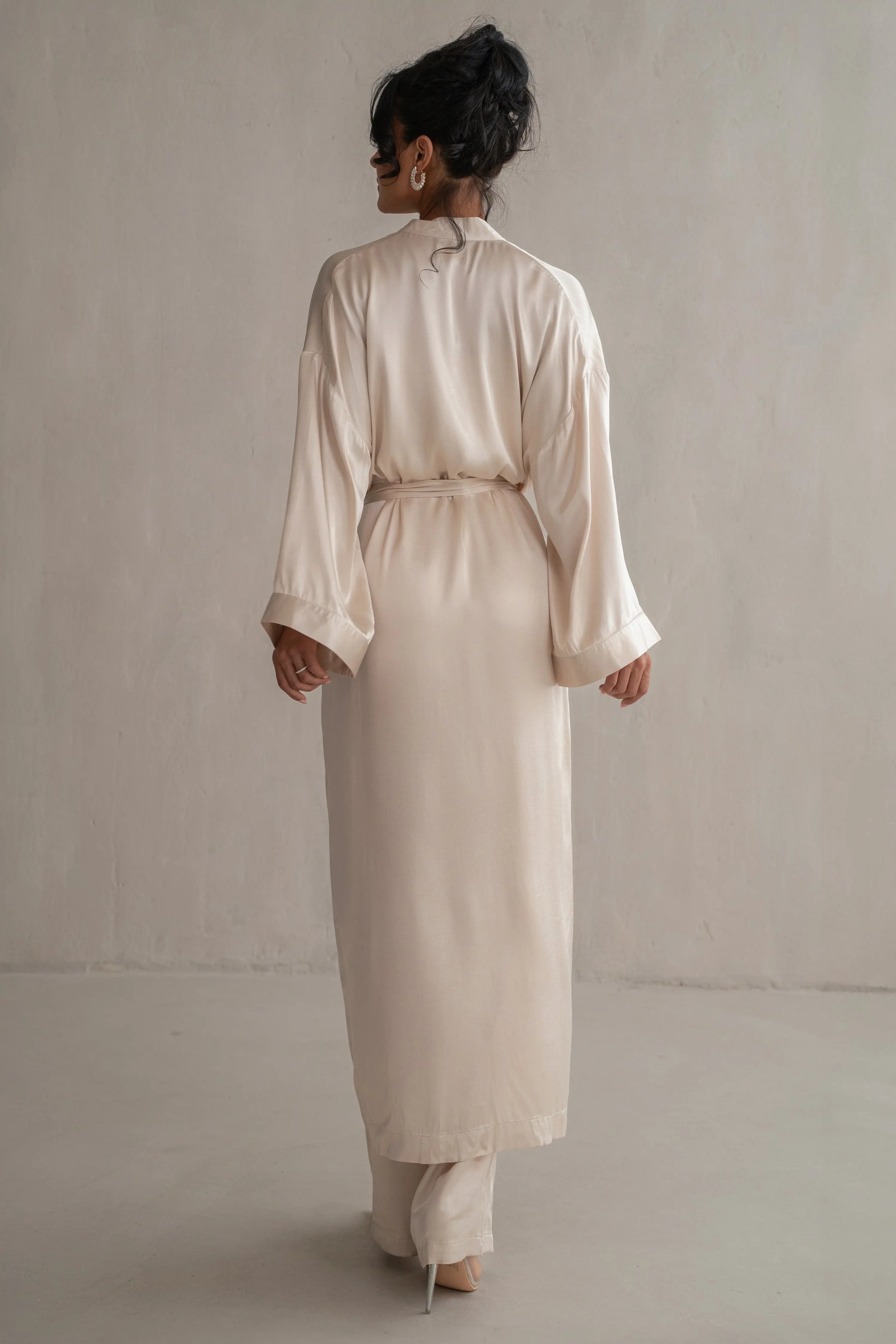 Champagne Forever And Always Satin Robe JLUXLABEL