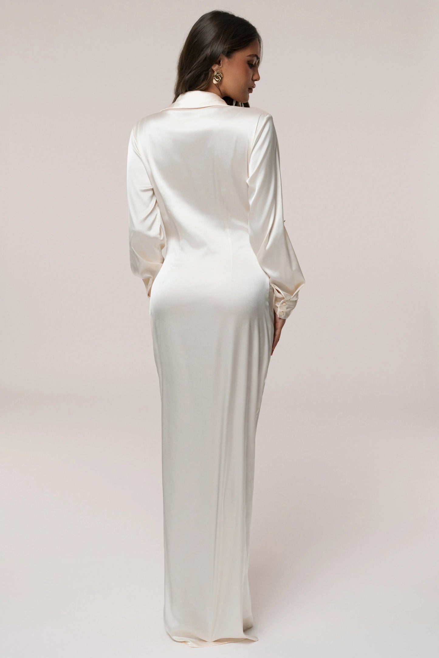 White Arabella Satin Maxi Dress JLUXLABEL
