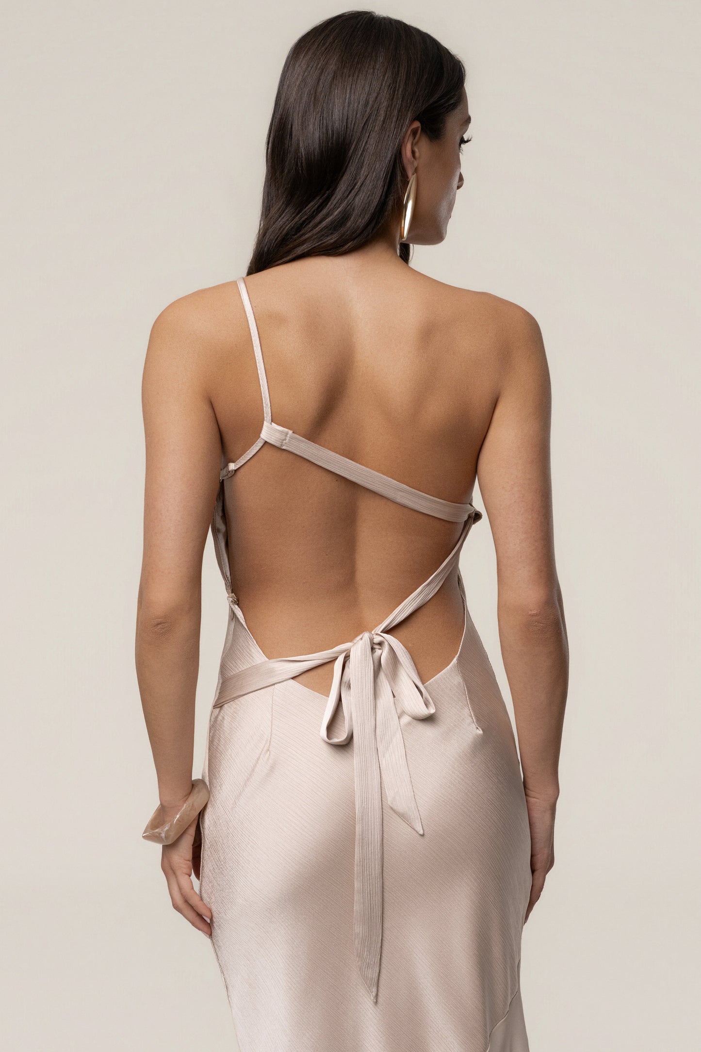 Champagne Olivia  One Shoulder Maxi Dress JLUXLABEL