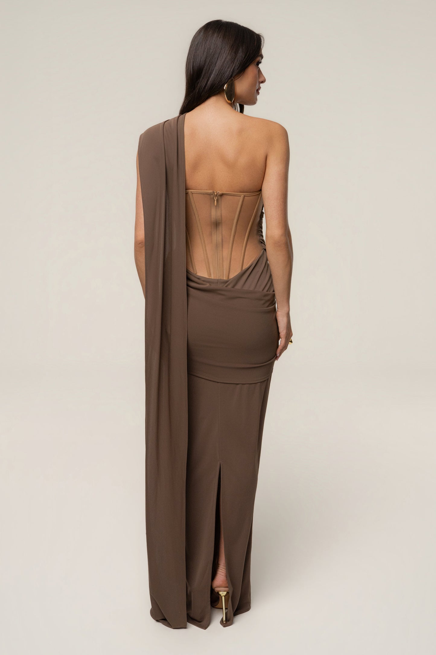 Dark Taupe Empress of Hearts Maxi Gown JLUXLABEL