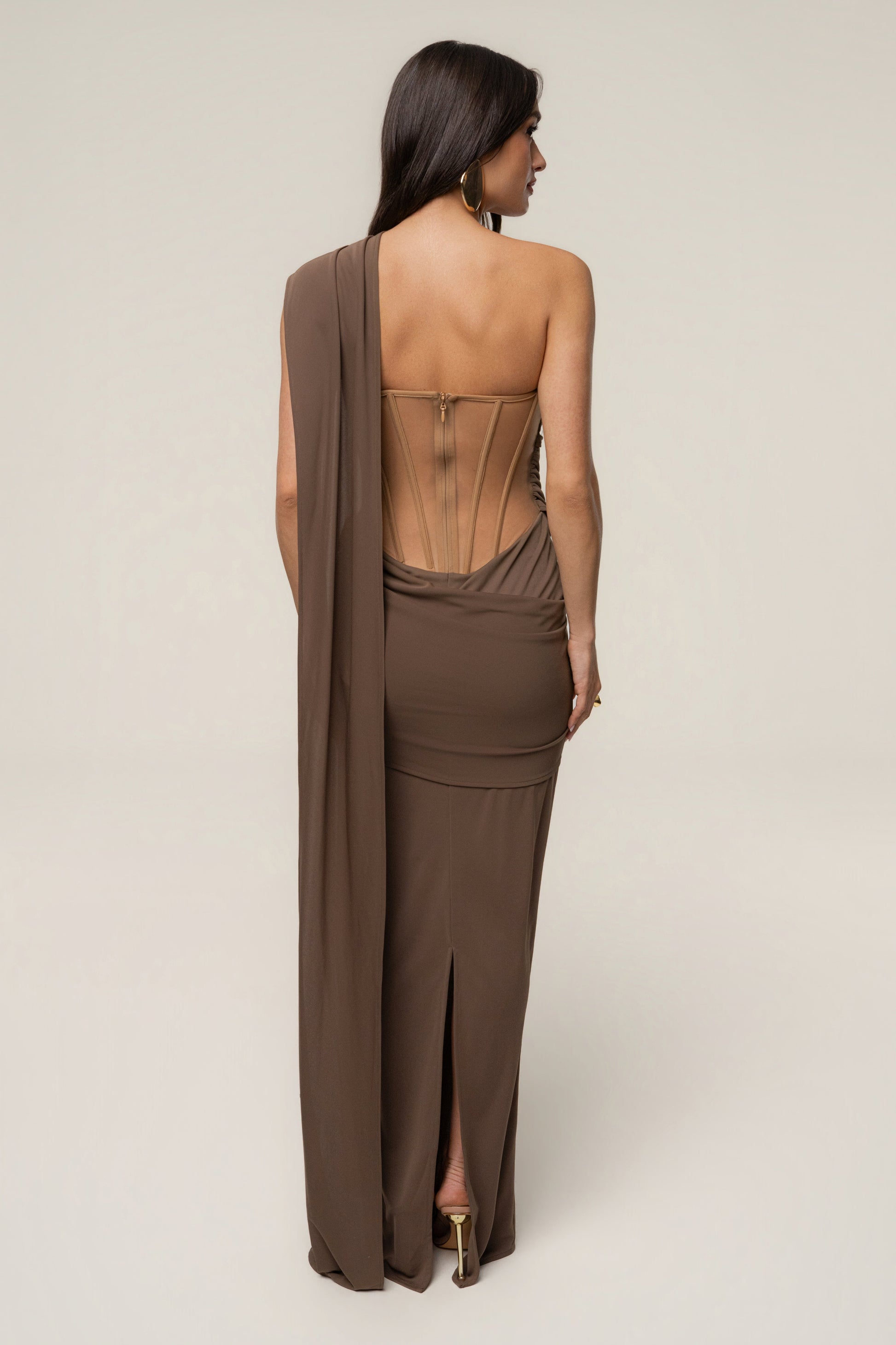 Dark Taupe Empress of Hearts Maxi Gown JLUXLABEL