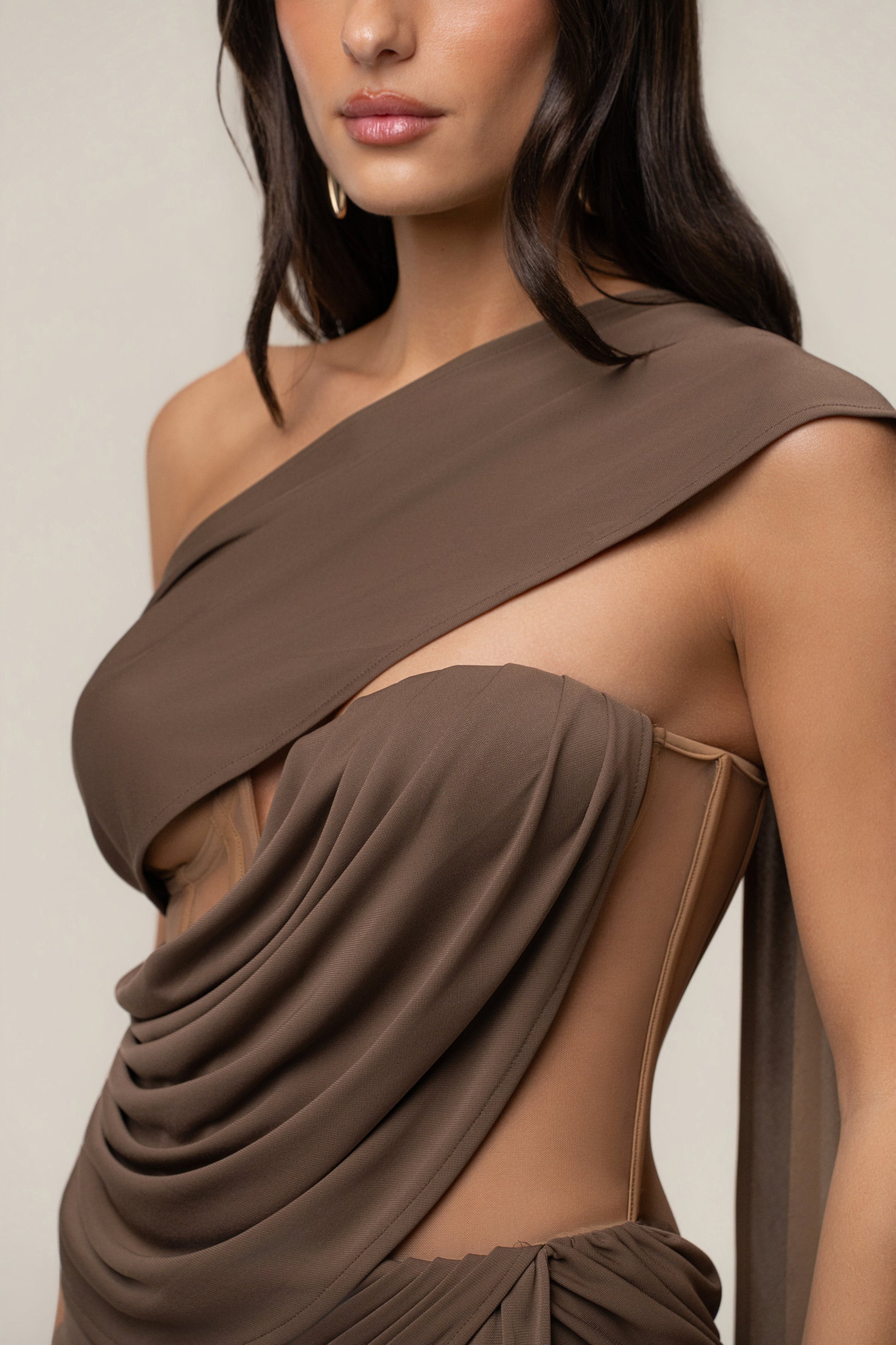Dark Taupe Empress of Hearts Maxi Gown JLUXLABEL